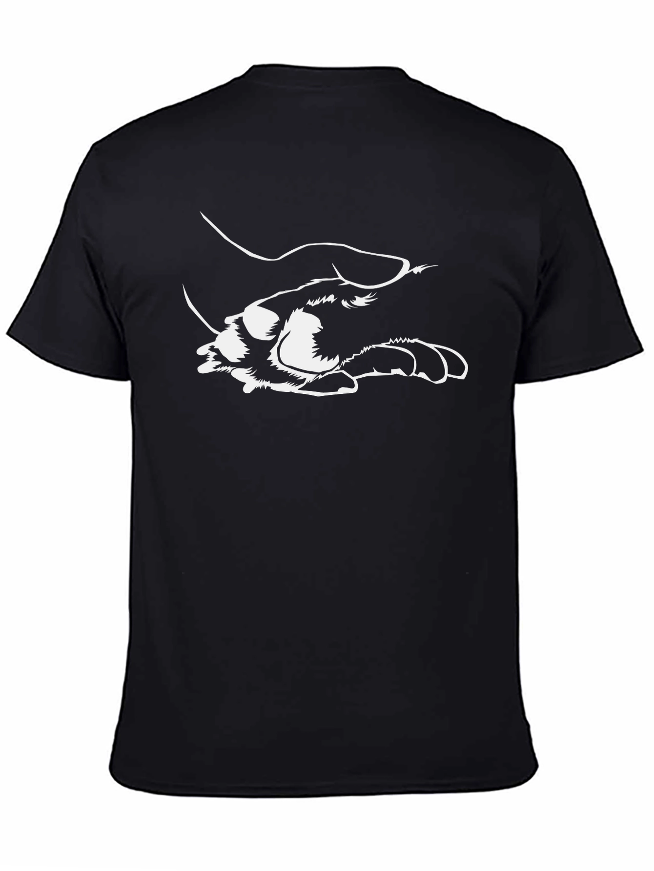 Dog Paw in Human Hand Black T-Shirt