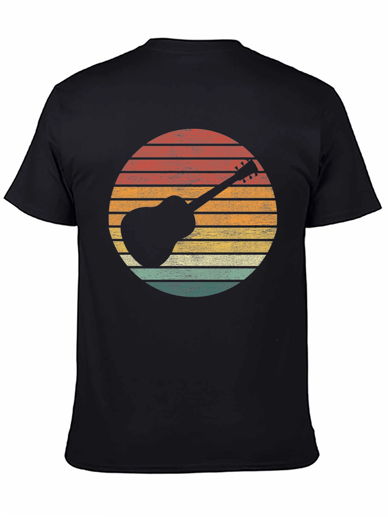 Retro Guitar Sunset Graphic Tee - Black