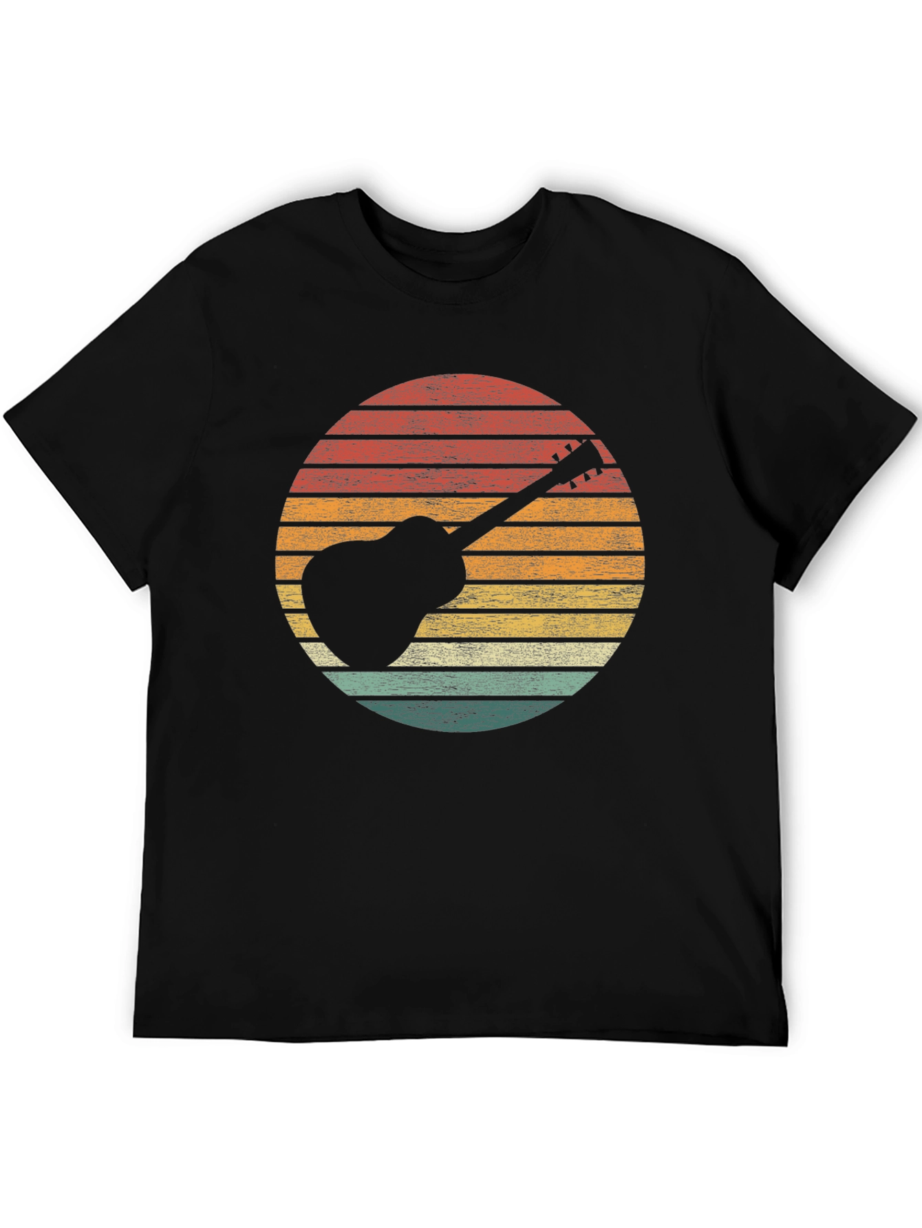 Retro Guitar Sunset Graphic Tee - Black