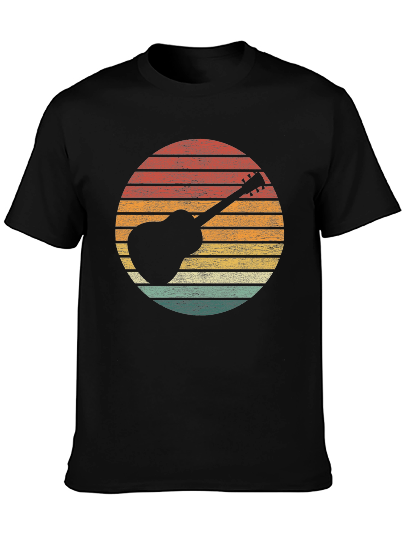 Retro Guitar Sunset Graphic Tee - Black
