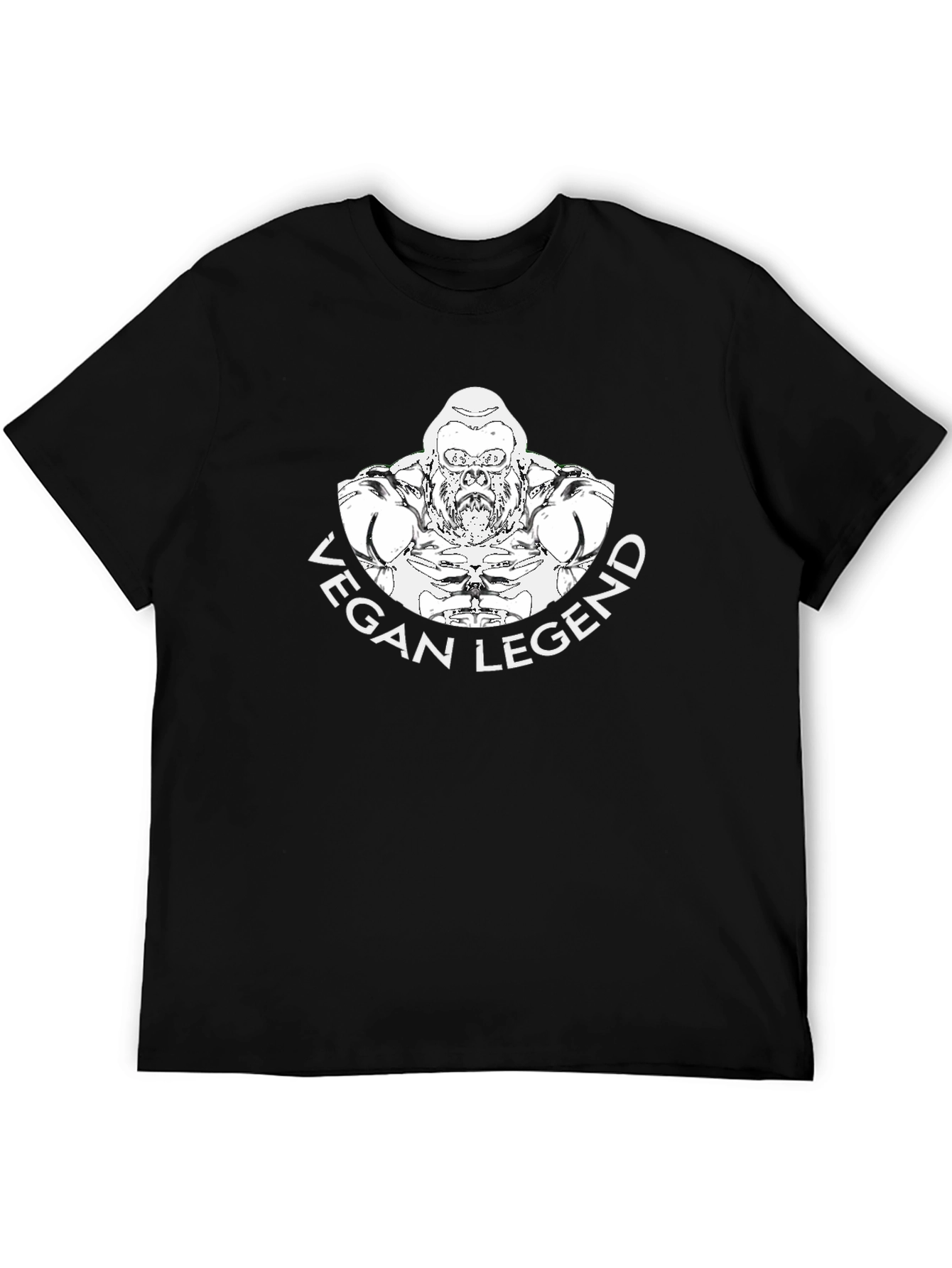 Vegan Legend Gorilla Graphic T-Shirt - Black Cotton