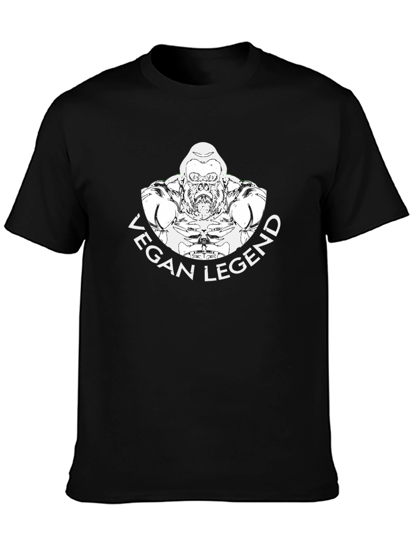 Vegan Legend Gorilla Graphic T-Shirt - Black Cotton