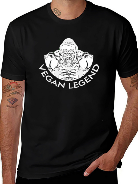 Vegan Legend Gorilla Graphic T-Shirt - Black Cotton