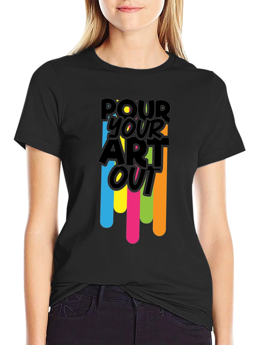 Pour Your Art Out Graphic Tee - Black Cotton T-Shirt