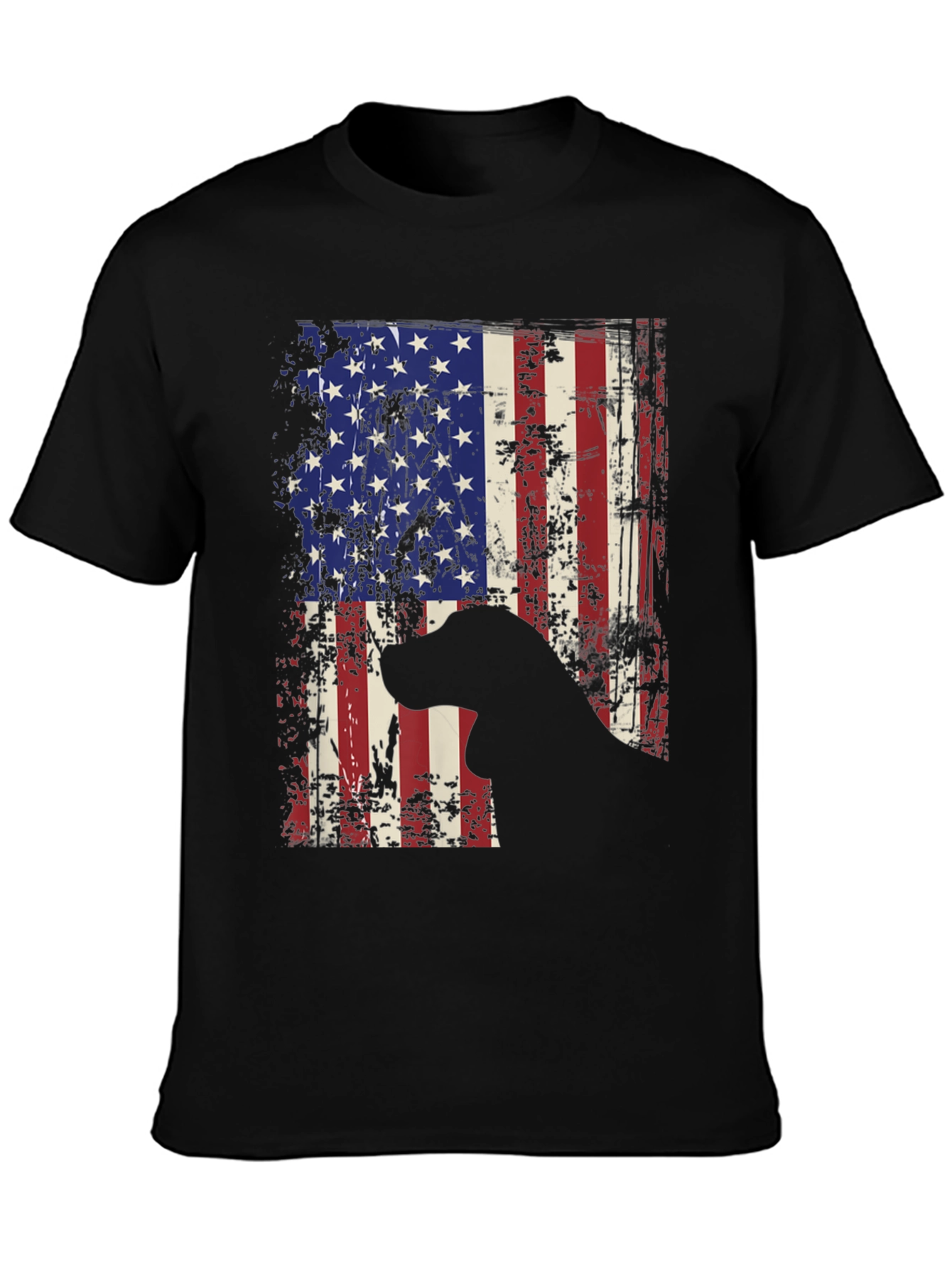 Patriotic Dog Graphic Tee - American Flag Design