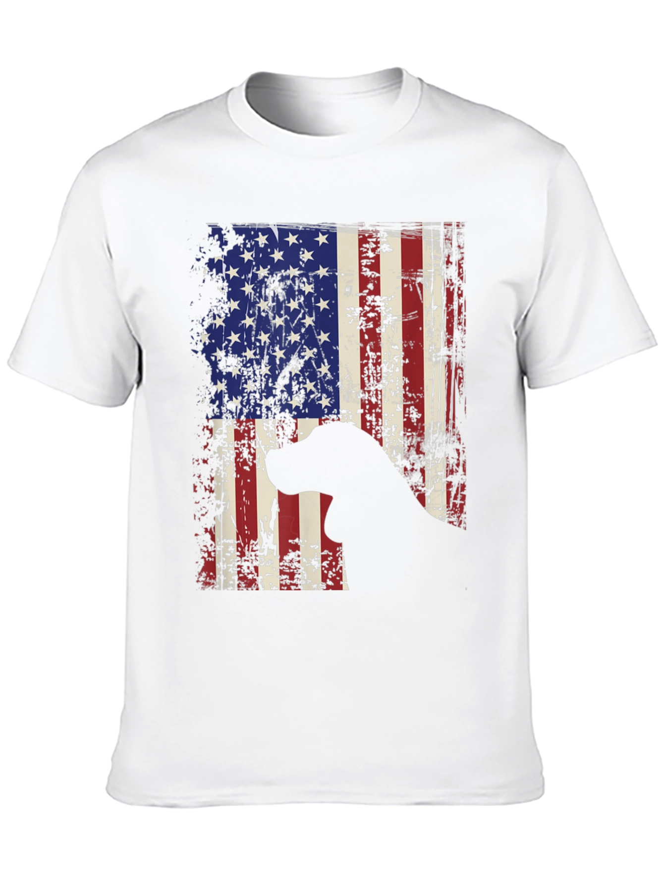 Patriotic Dog Graphic Tee - American Flag Design