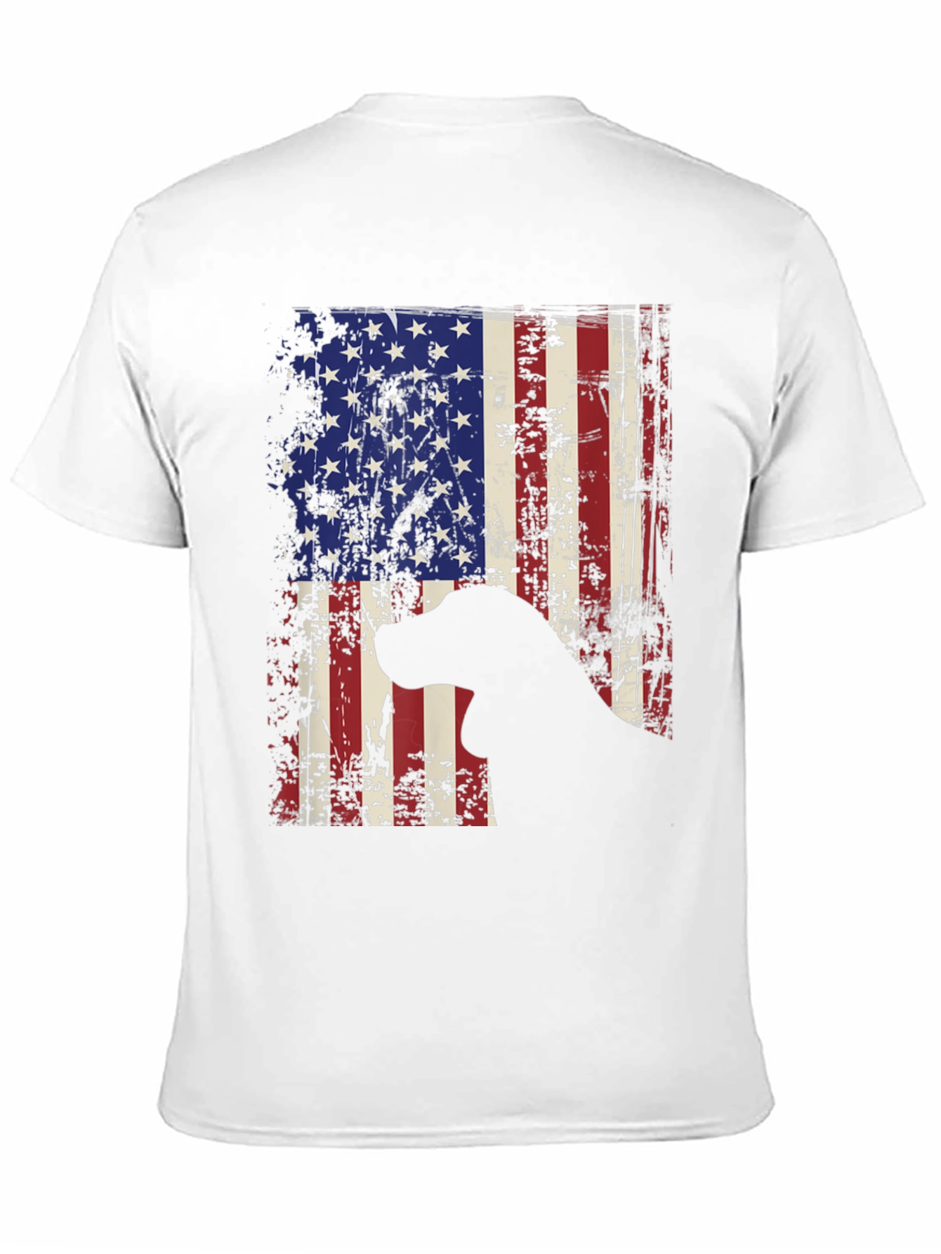 Patriotic Dog Graphic Tee - American Flag Design