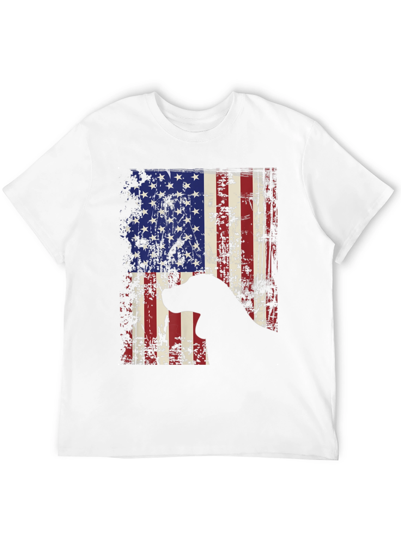 Patriotic Dog Graphic Tee - American Flag Design