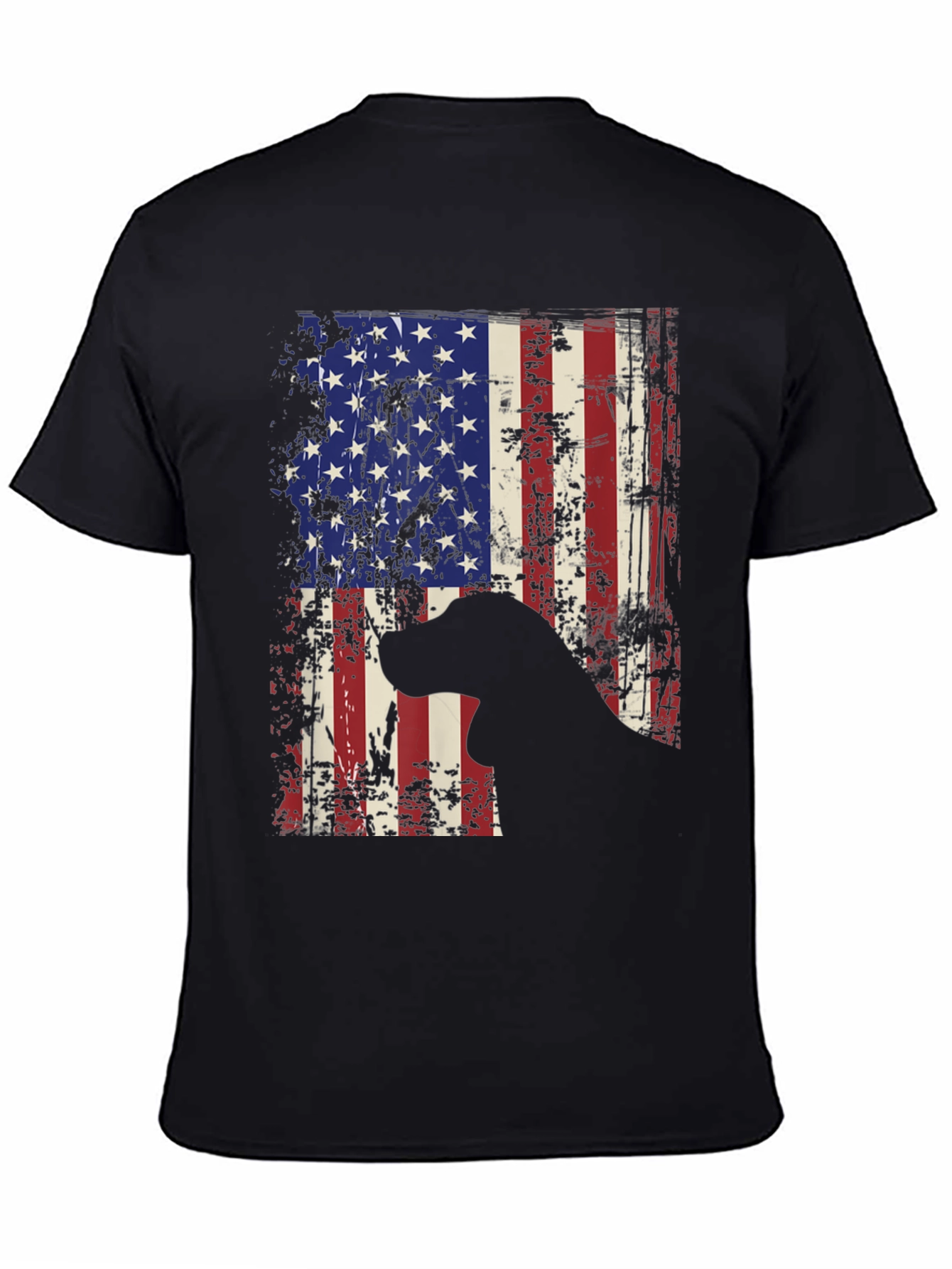 Patriotic Dog Graphic Tee - American Flag Design