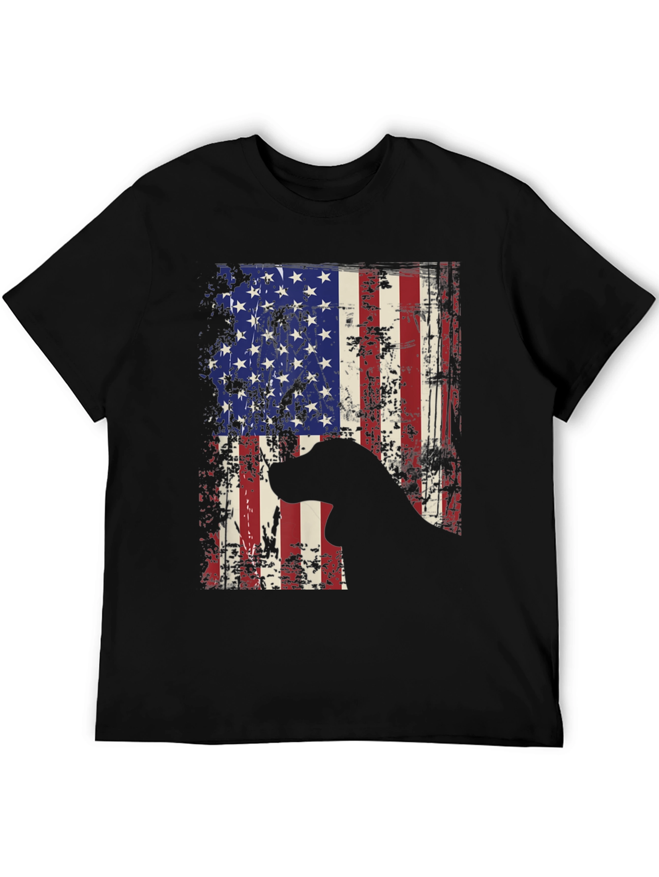 Patriotic Dog Graphic Tee - American Flag Design
