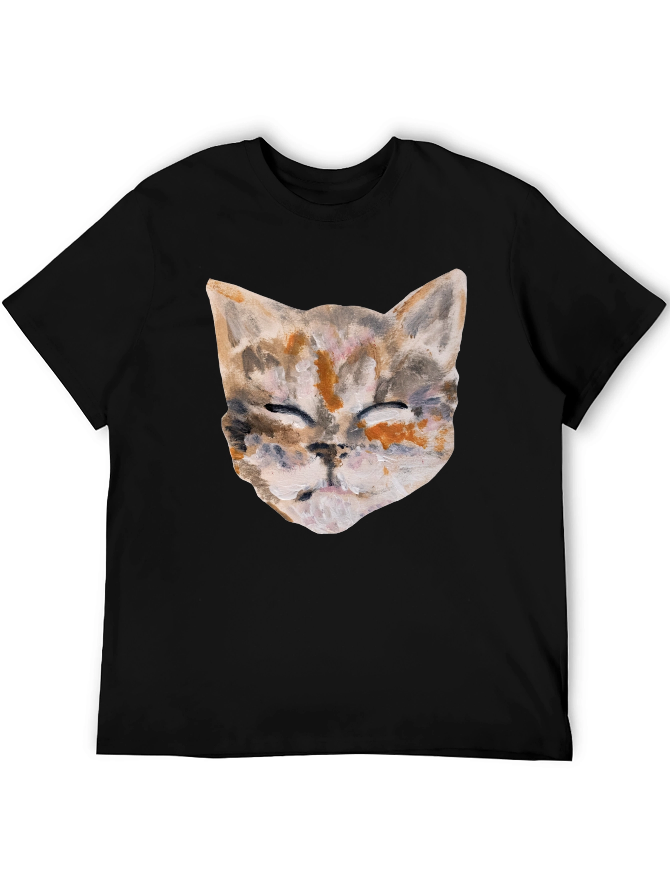 Cat Art Graphic Print Crew Neck T-Shirt