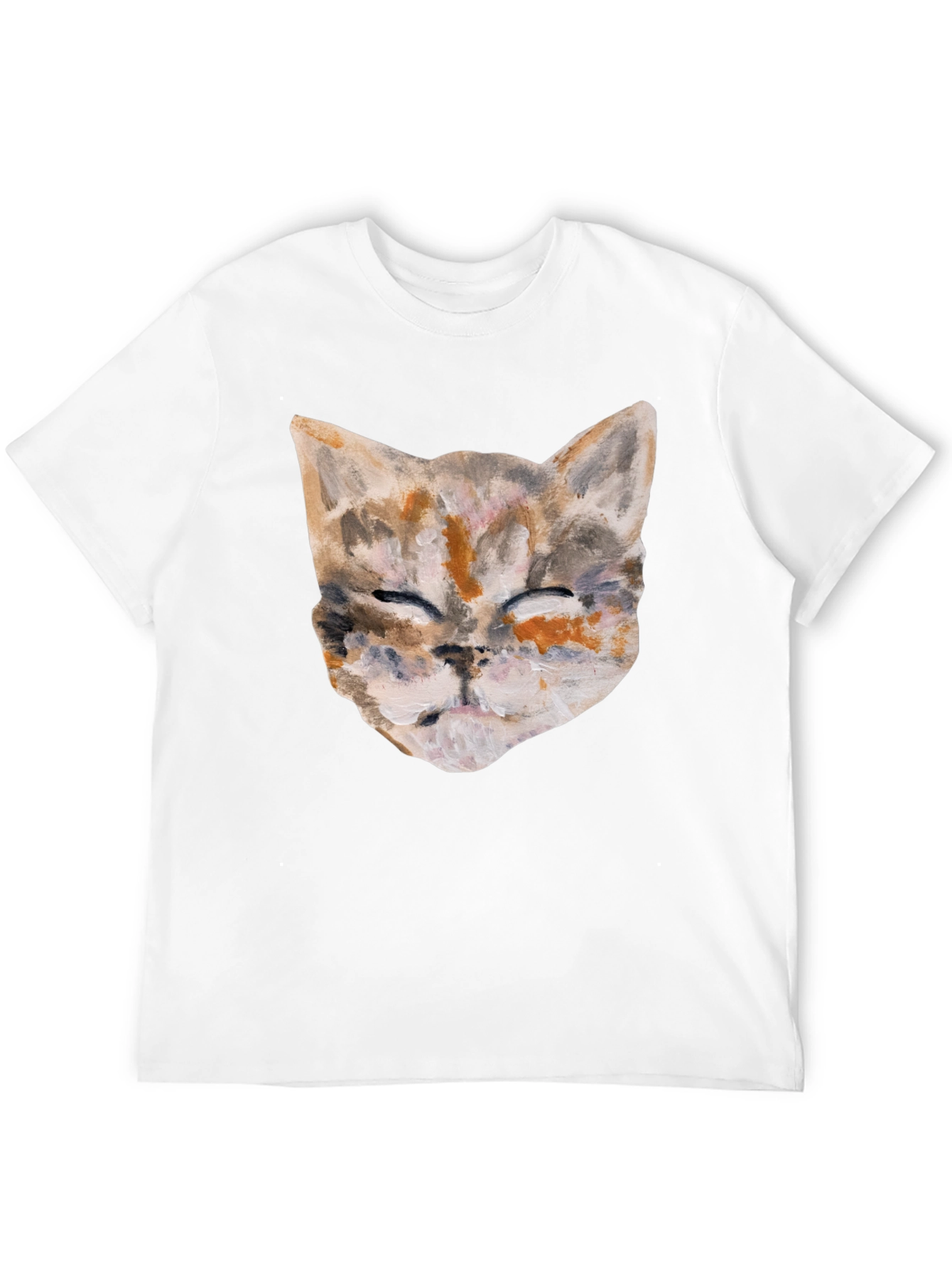 Cat Art Graphic Print Crew Neck T-Shirt