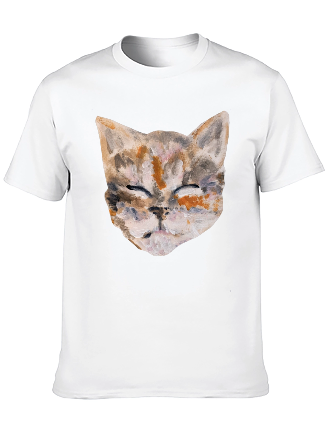 Cat Art Graphic Print Crew Neck T-Shirt
