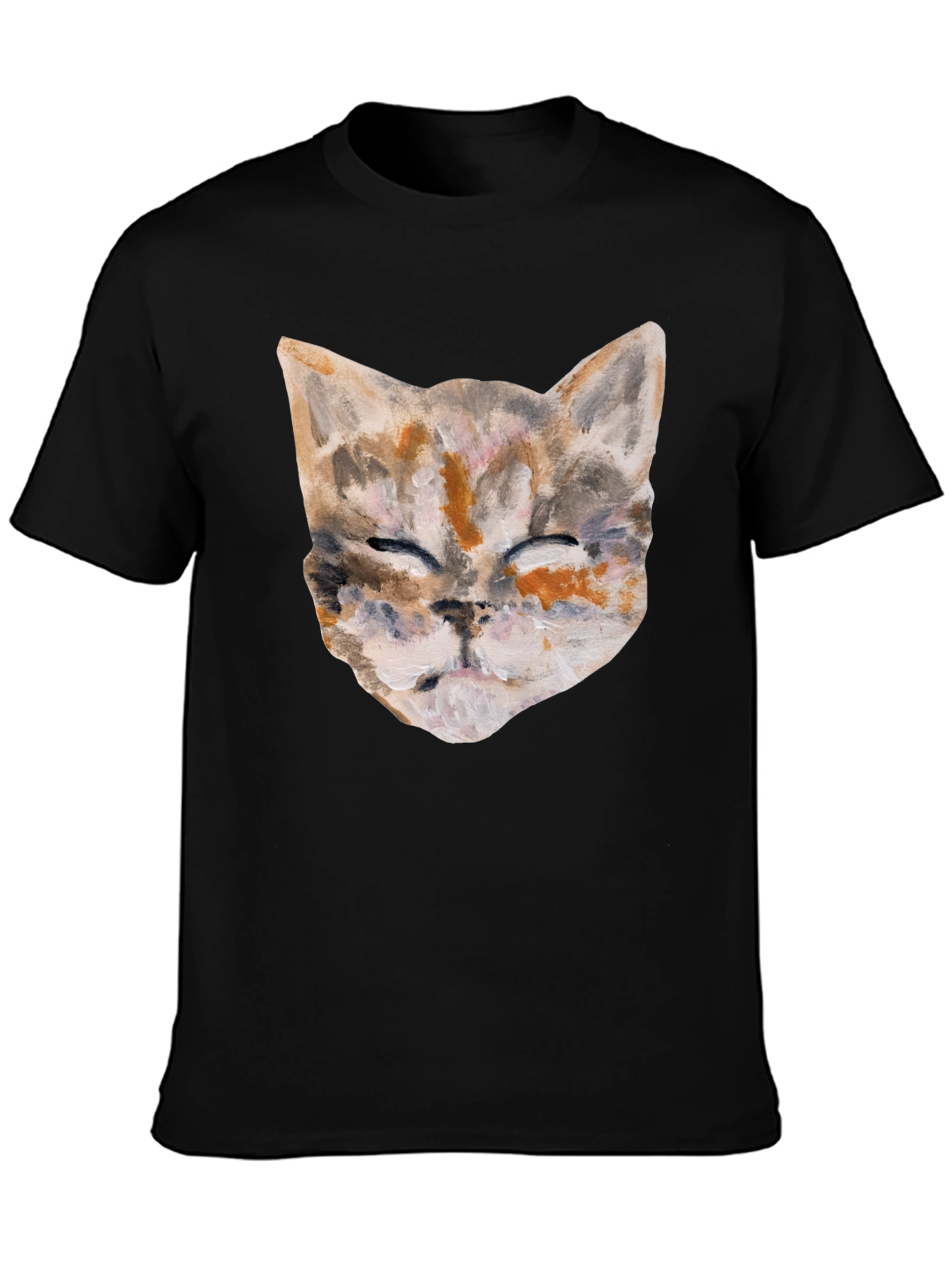 Cat Art Graphic Print Crew Neck T-Shirt
