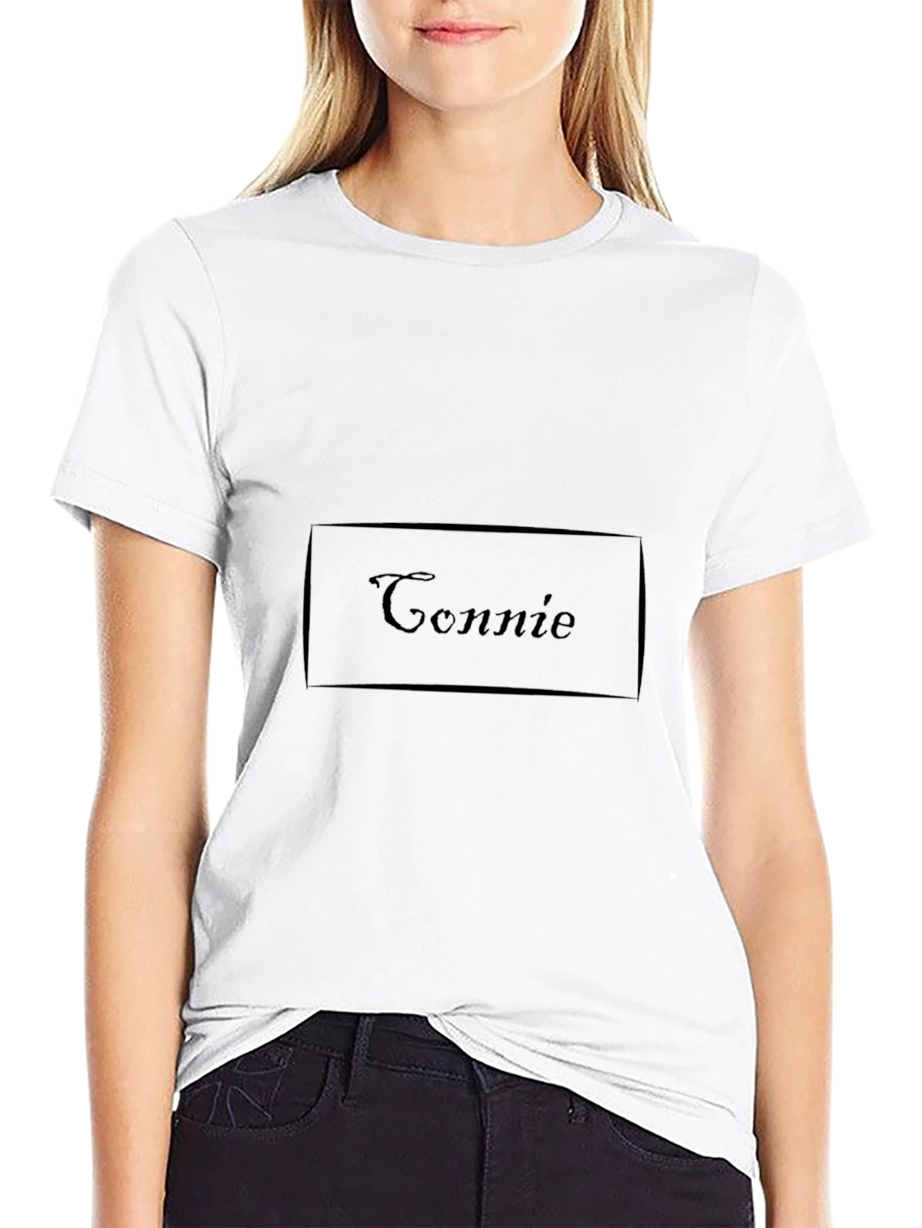 Connie Custom Name Black T-Shirt