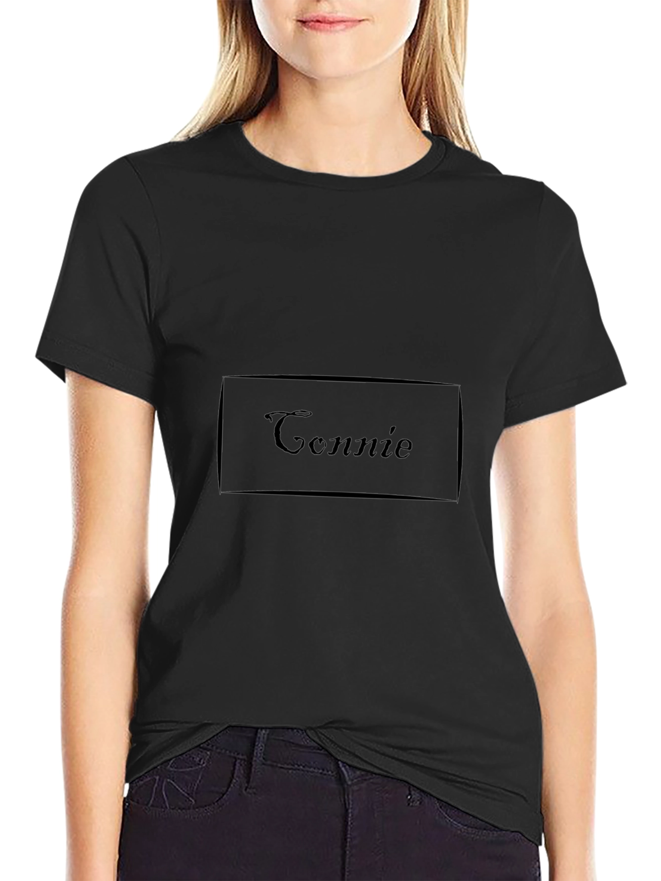 Connie Custom Name Black T-Shirt