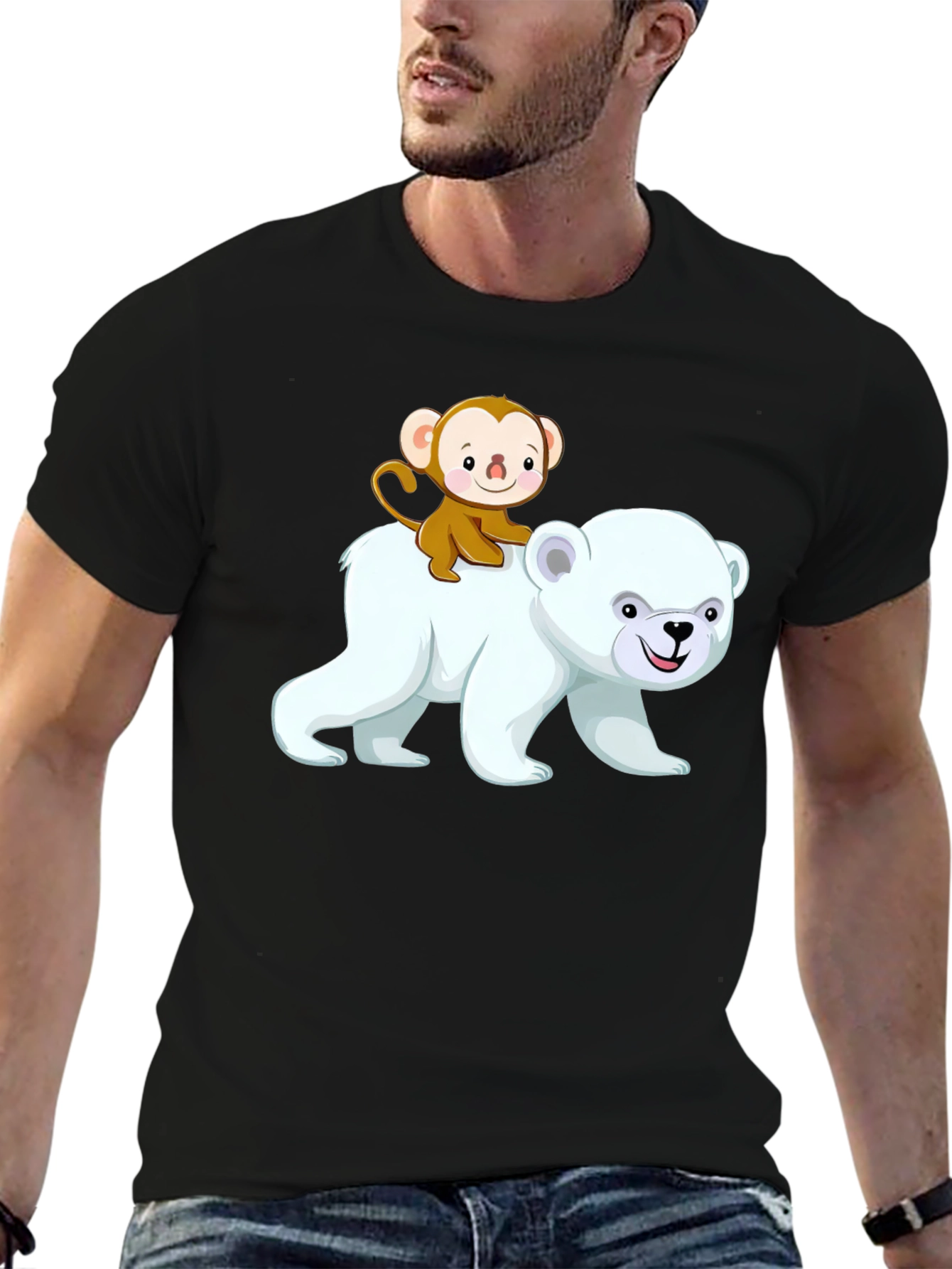 Monkey Riding a Bear Graphic T-Shirt