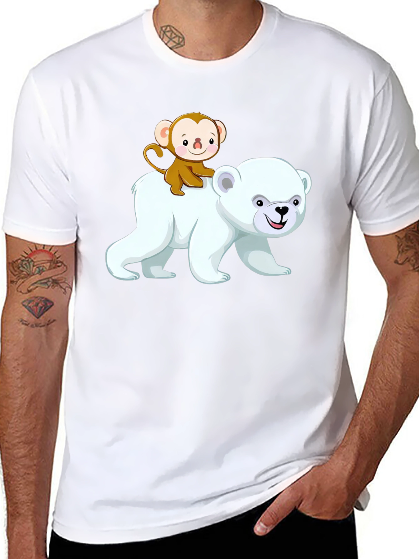 Monkey Riding a Bear Graphic T-Shirt