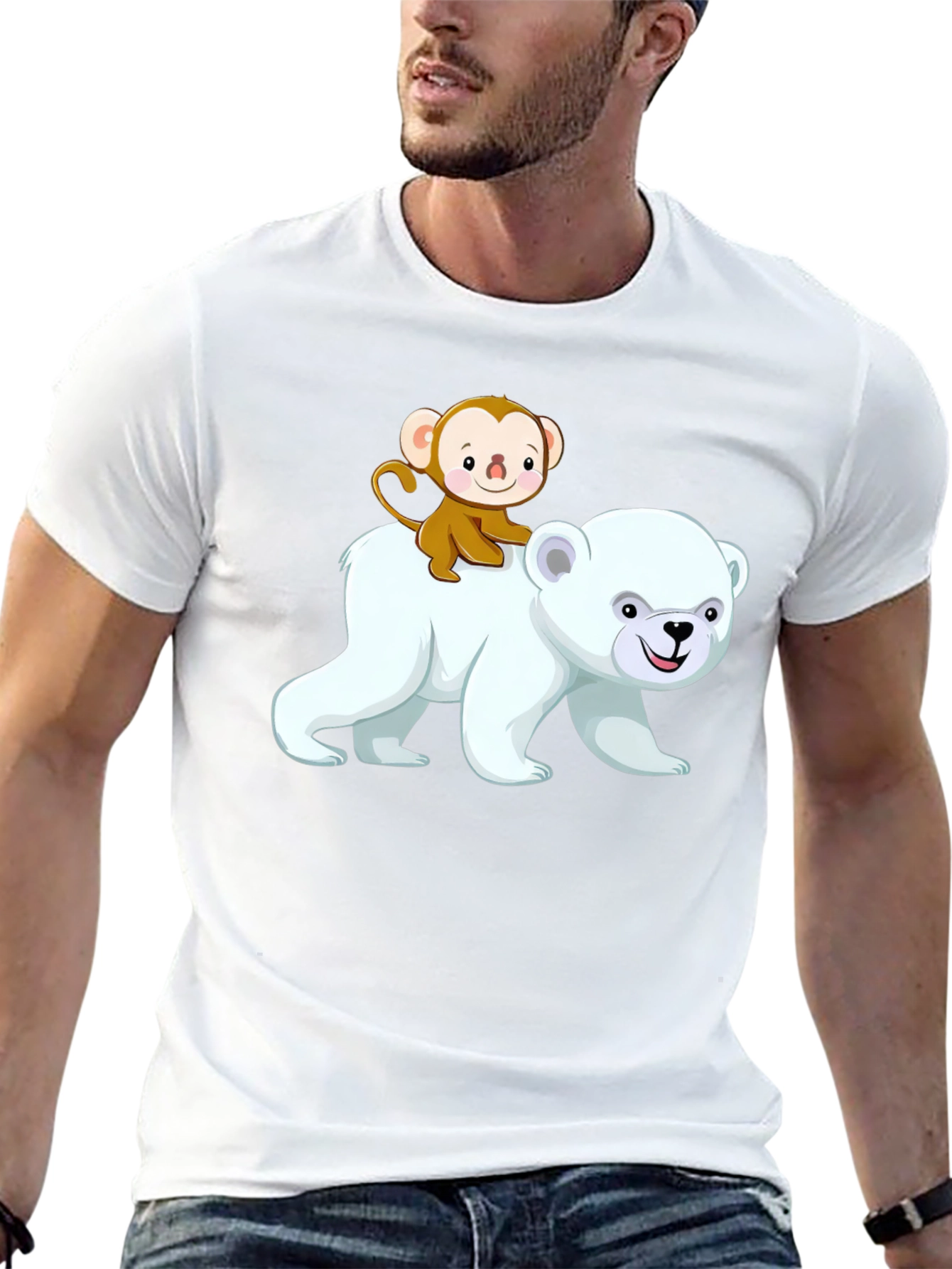 Monkey Riding a Bear Graphic T-Shirt