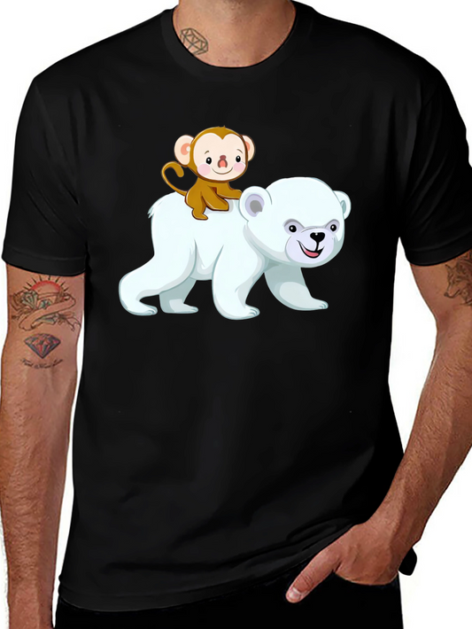 Monkey Riding a Bear Graphic T-Shirt