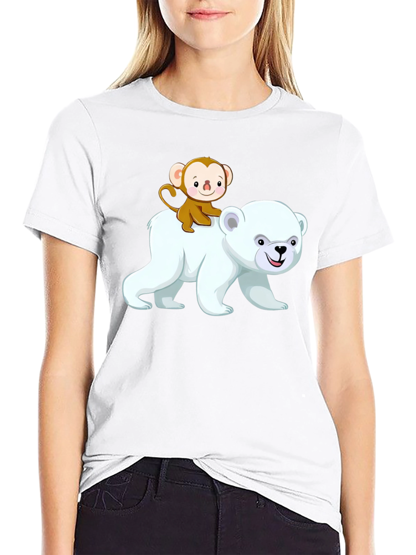 Monkey Riding a Bear Graphic T-Shirt