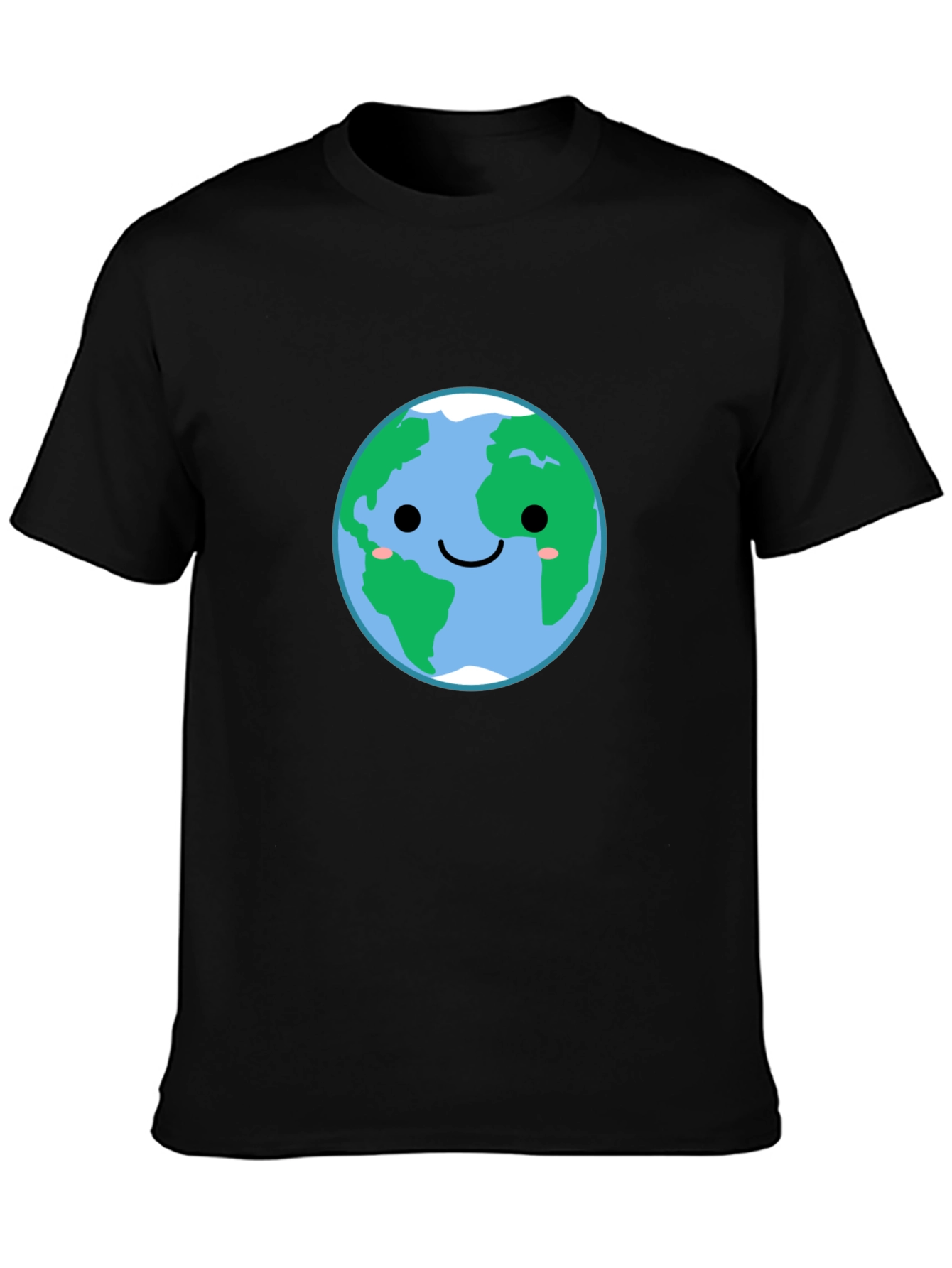 Earth Smiling Face Graphic Tee - Black