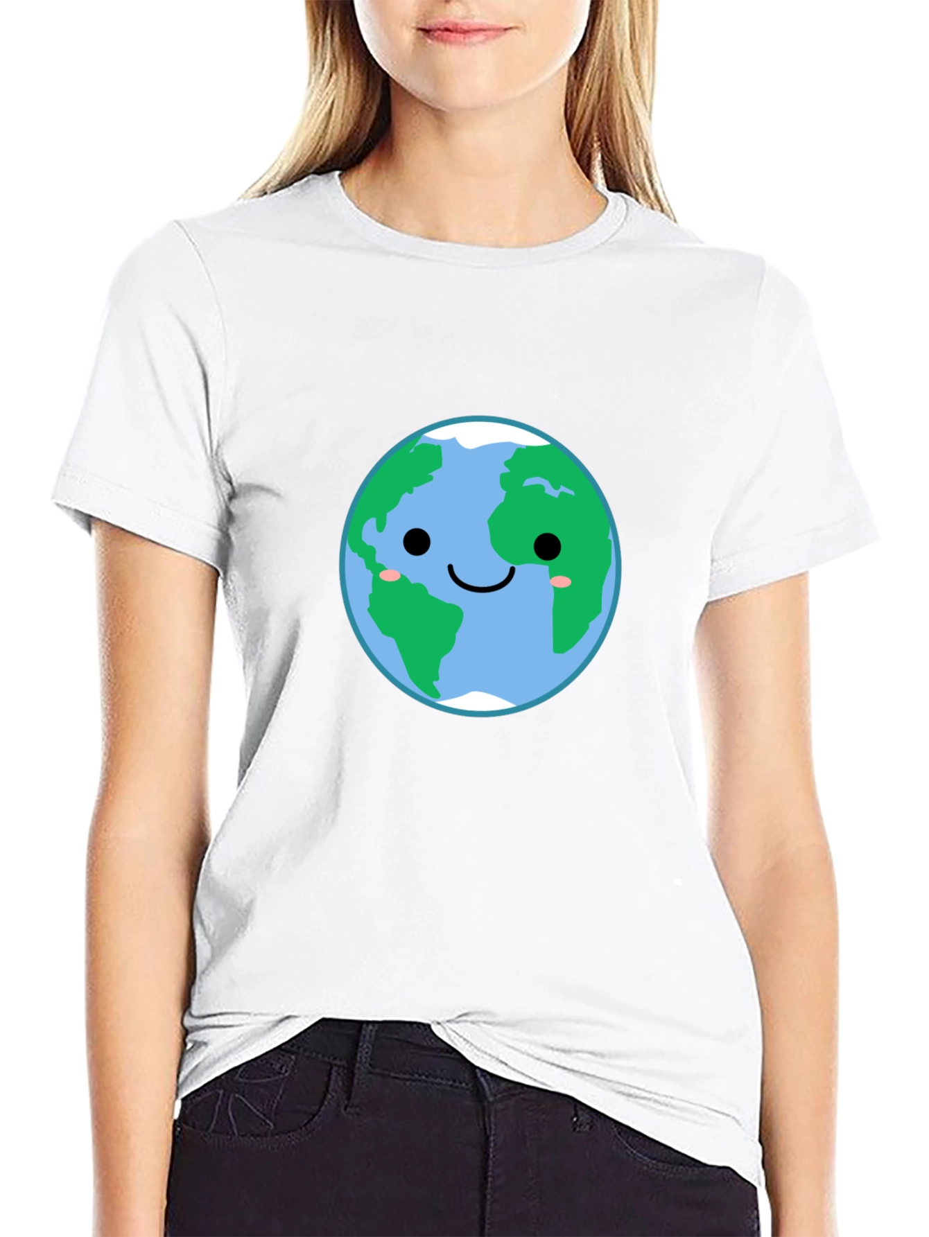 Earth Smiling Face Graphic Tee - Black