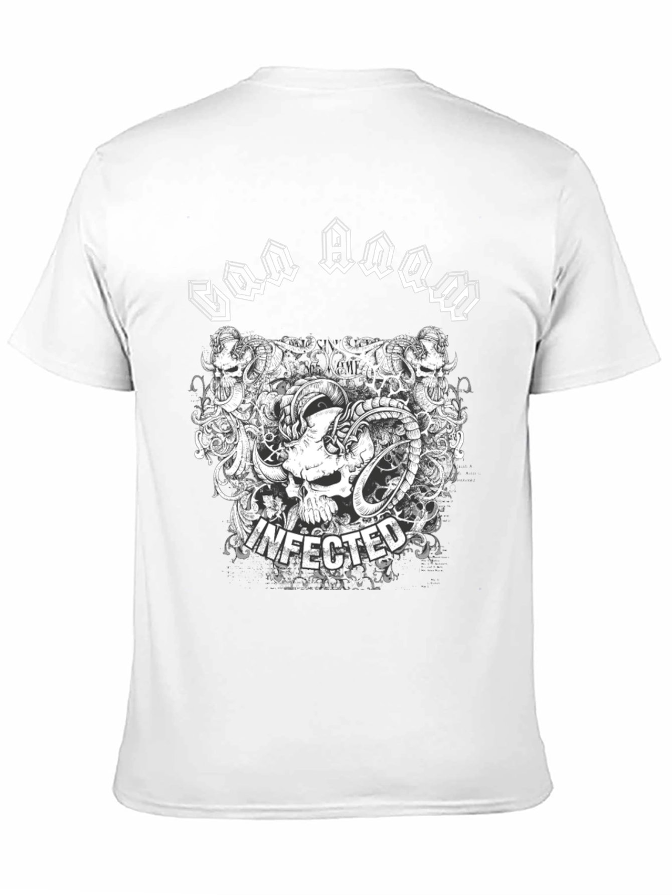 Infected Skull Graphic Print Black T-Shirt