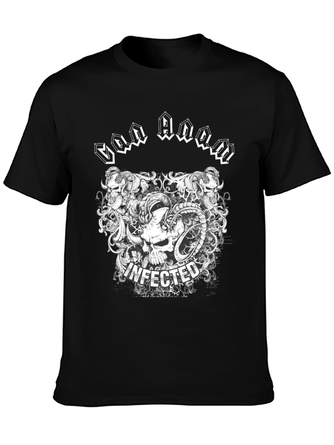 Infected Skull Graphic Print Black T-Shirt