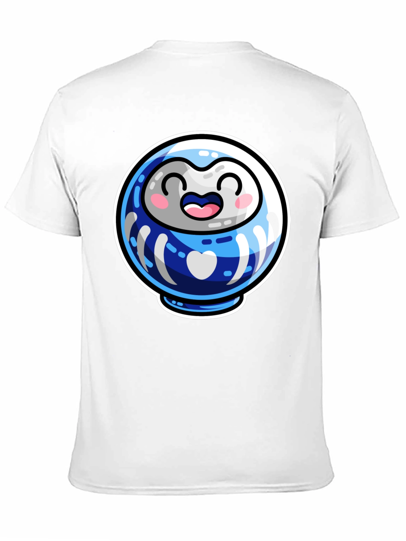 Cute Daruma Doll Graphic Tee - Black