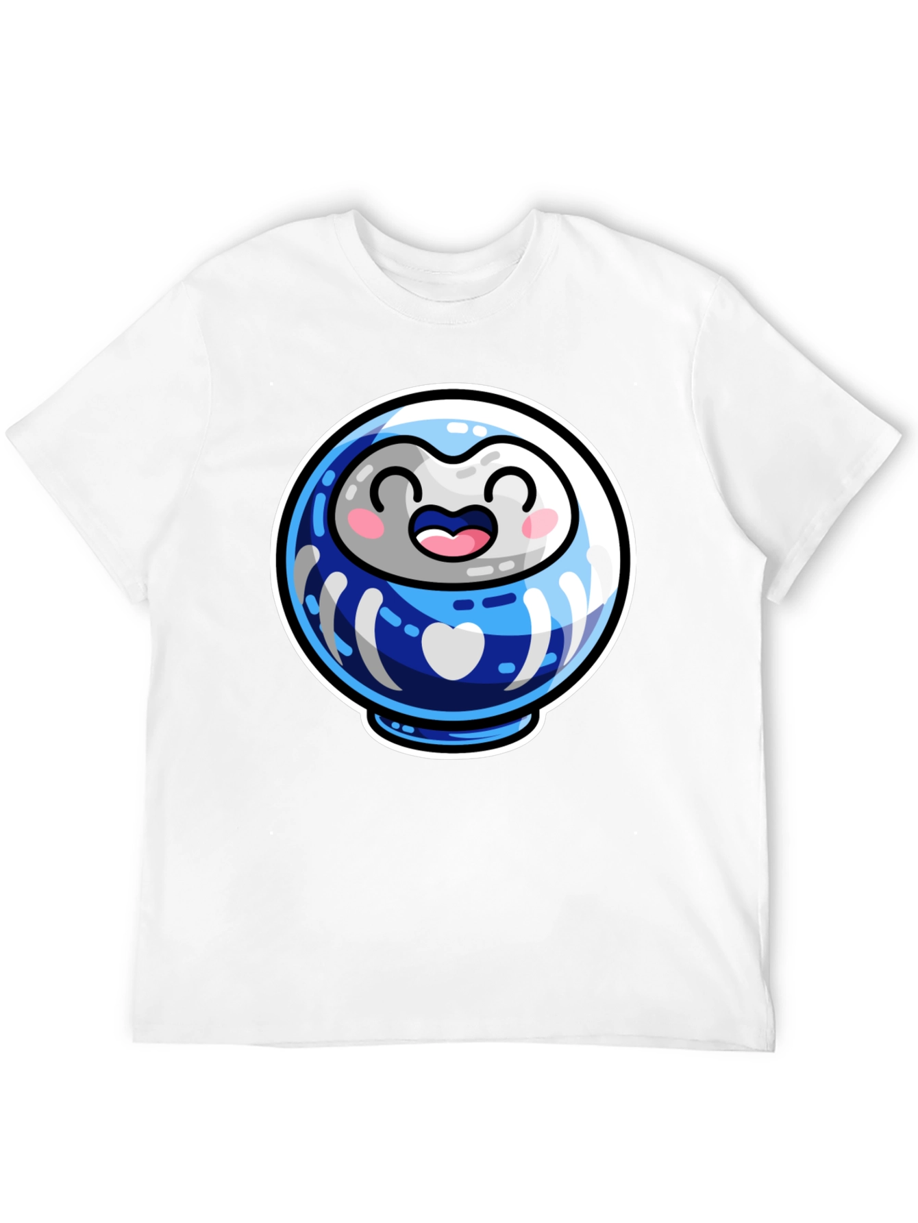 Cute Daruma Doll Graphic Tee - Black