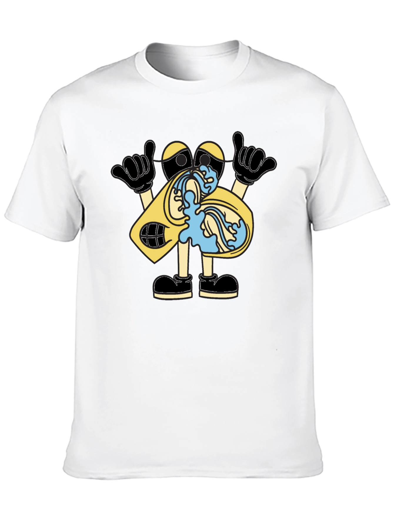 Funny Cartoon Cassette Tape Black T-Shirt