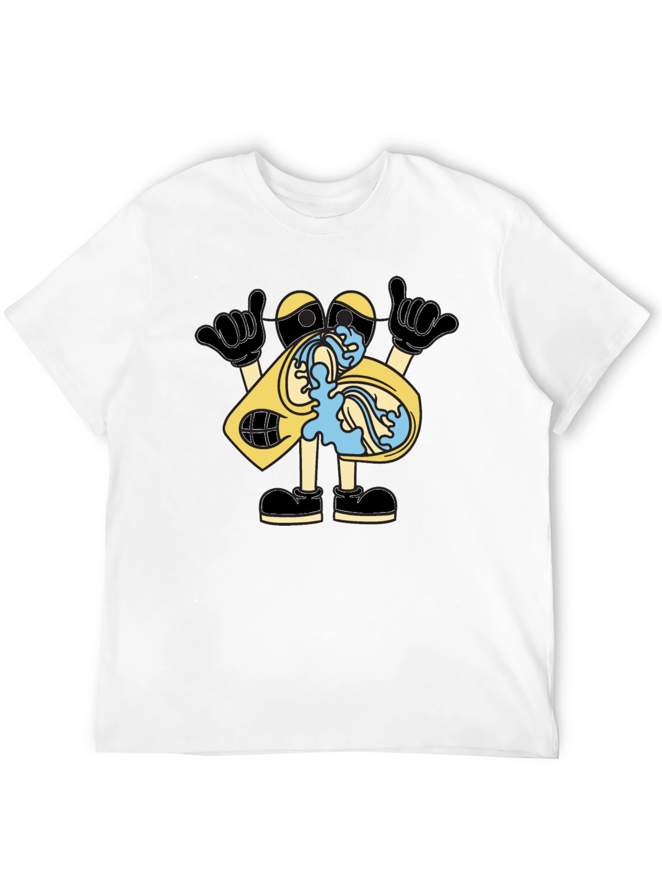 Funny Cartoon Cassette Tape Black T-Shirt