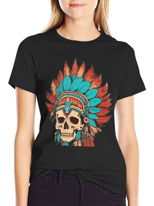 Skull Chief Headdress Graphic Tee - Cool Unique Design