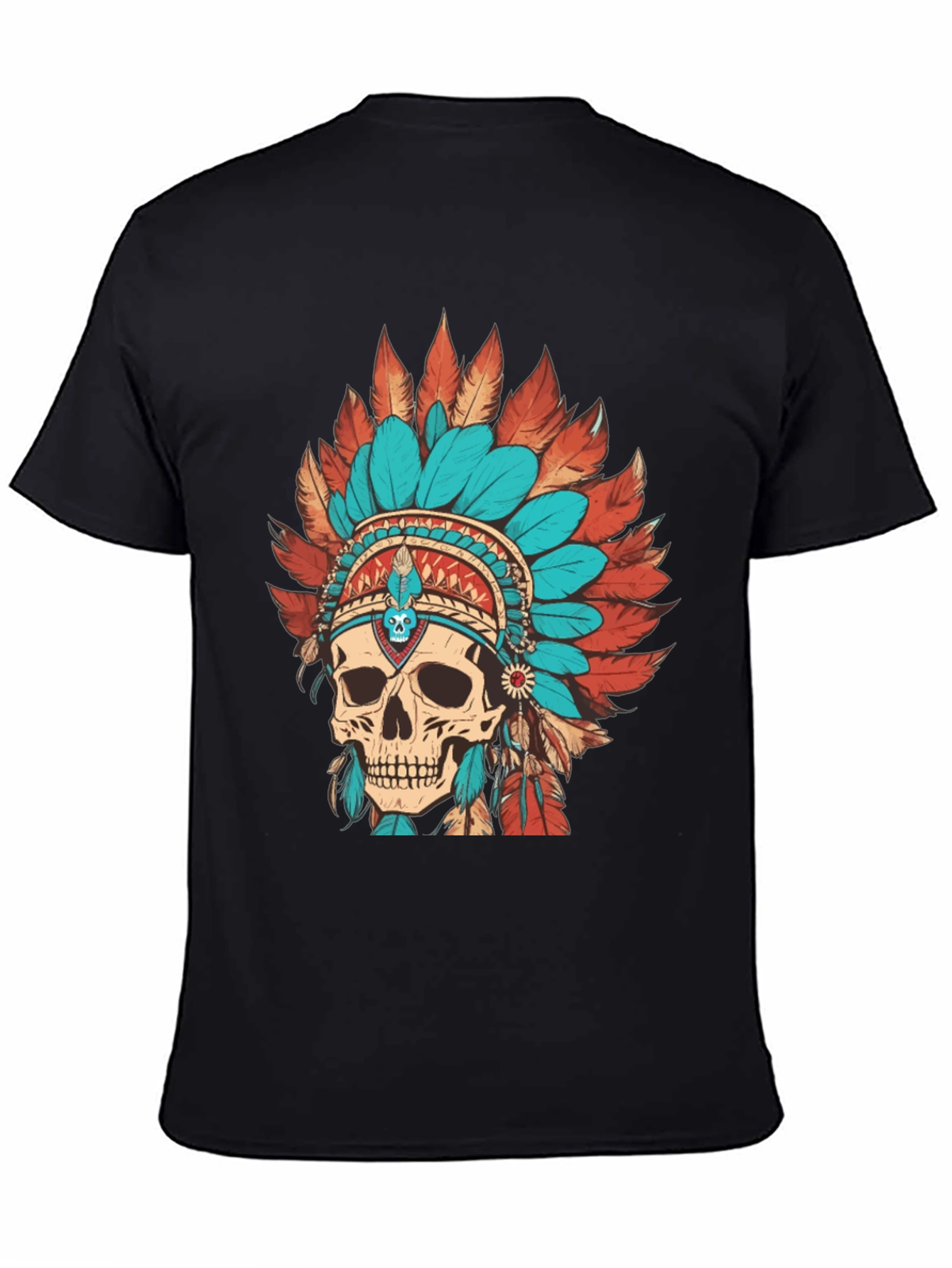 Skull Chief Headdress Graphic Tee - Cool Unique Design