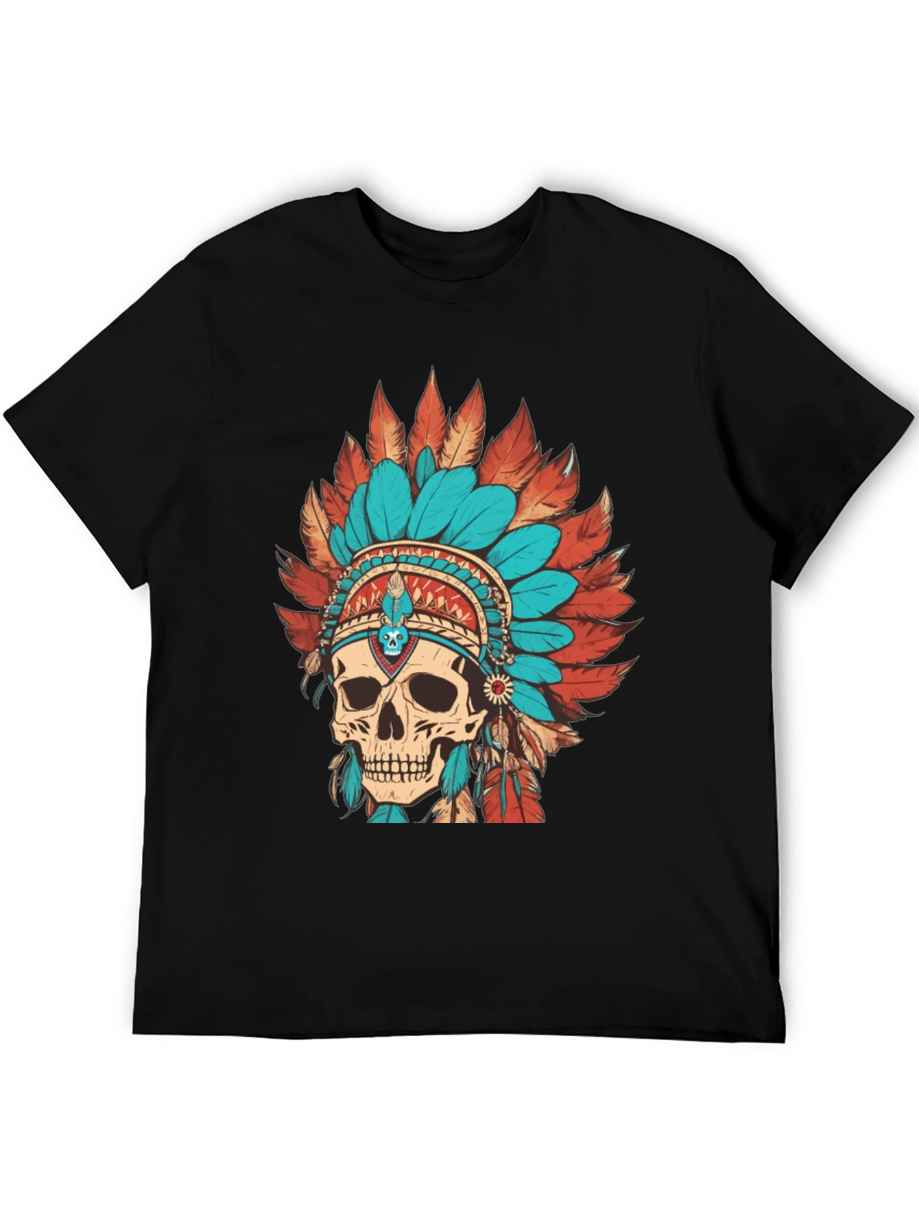 Skull Chief Headdress Graphic Tee - Cool Unique Design