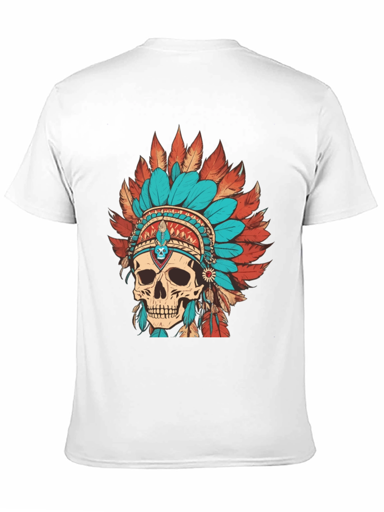 Skull Chief Headdress Graphic Tee - Cool Unique Design