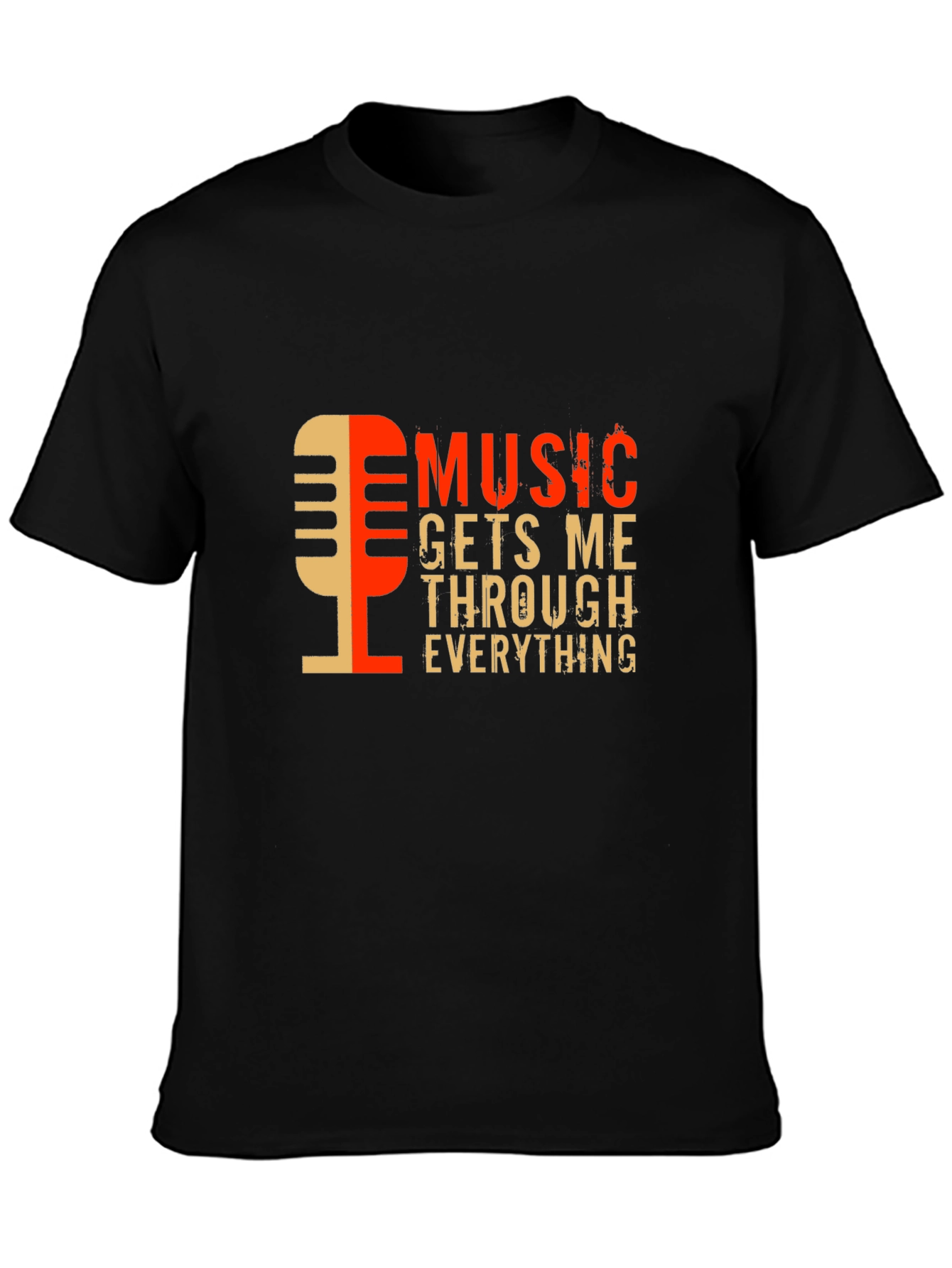 Music Gets Me Through Everything Black Graphic Tee