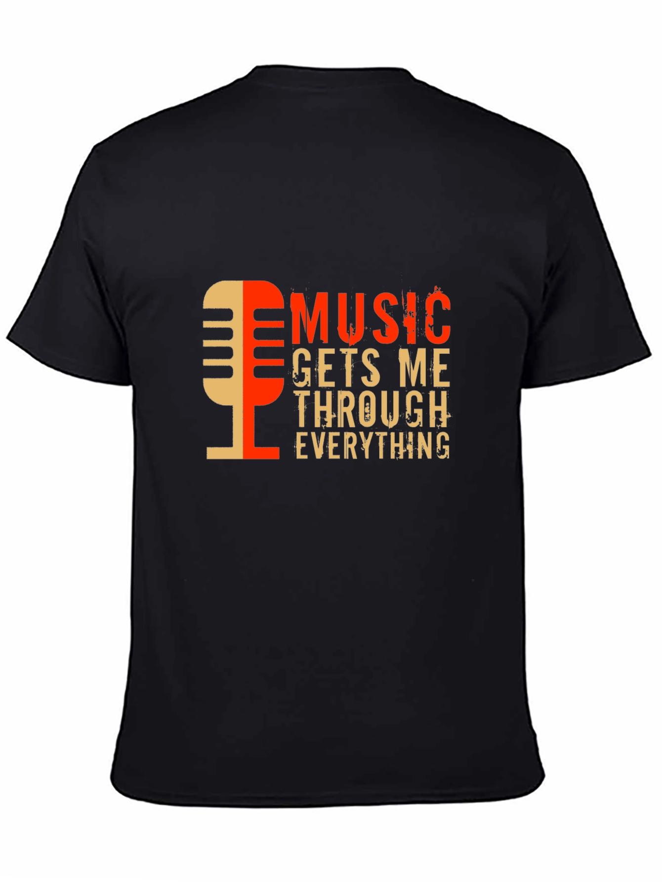 Music Gets Me Through Everything Black Graphic Tee