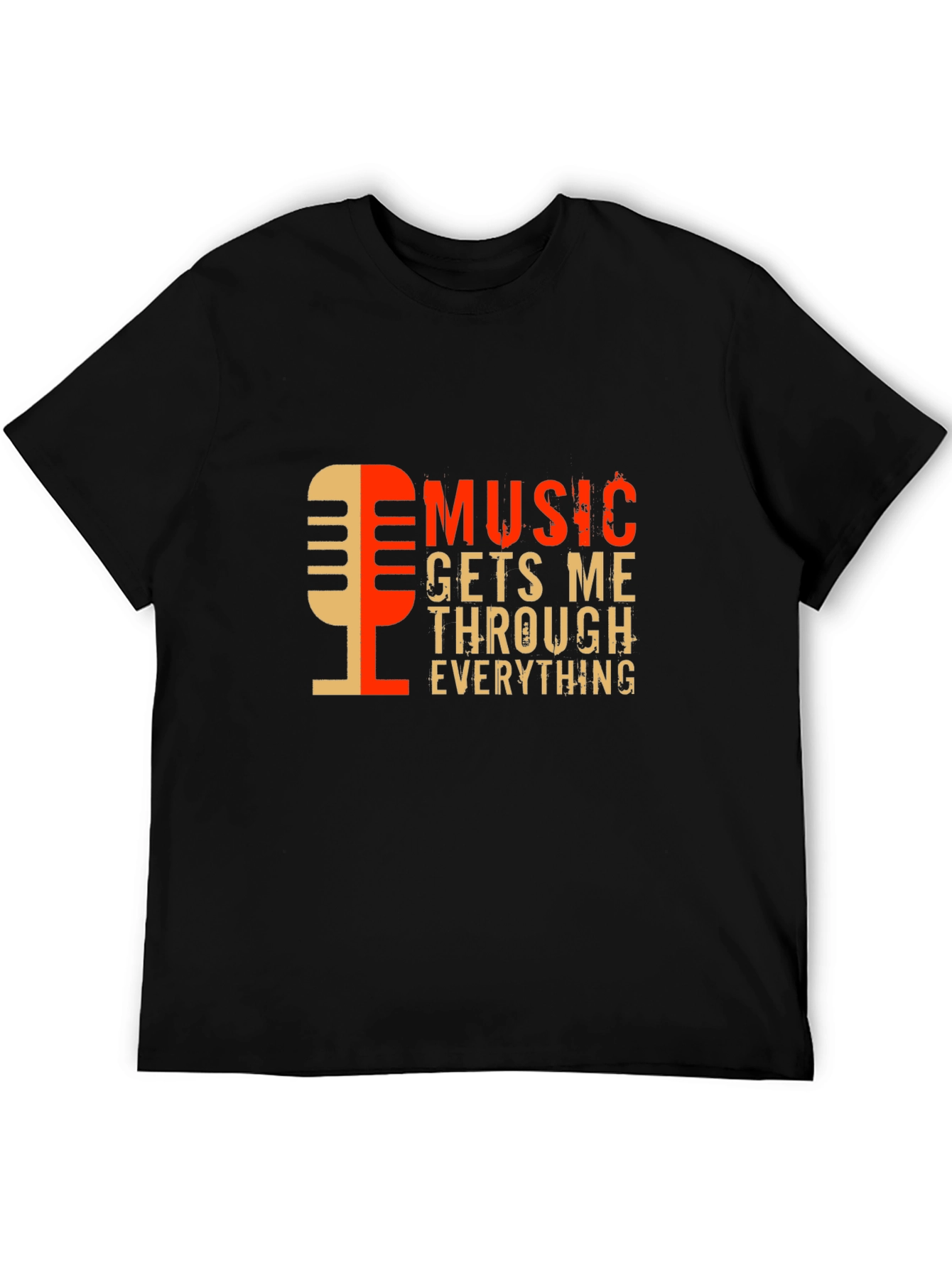 Music Gets Me Through Everything Black Graphic Tee