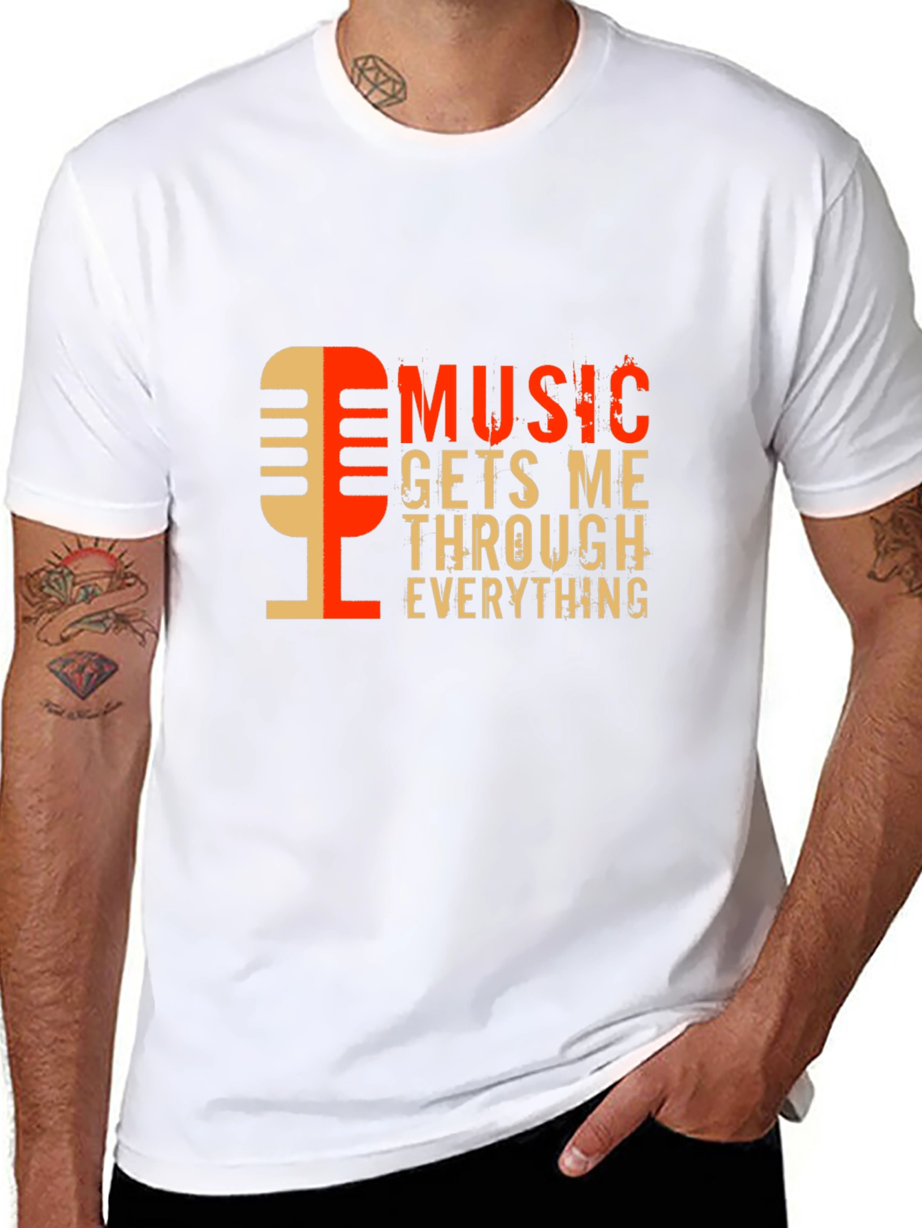 Music Gets Me Through Everything Black Graphic Tee