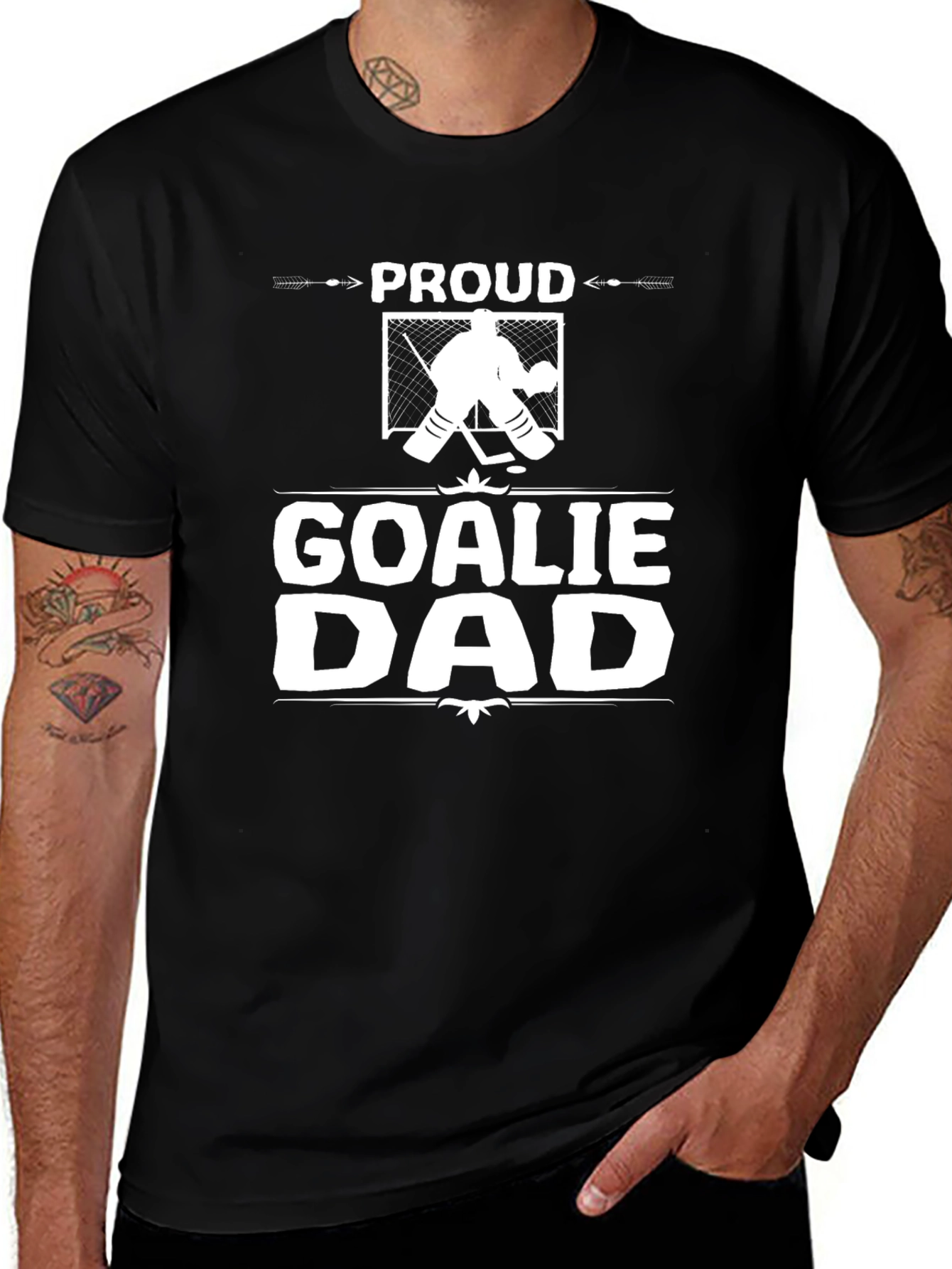 Proud Goalie Dad Graphic Tee - Hockey Lovers Gift