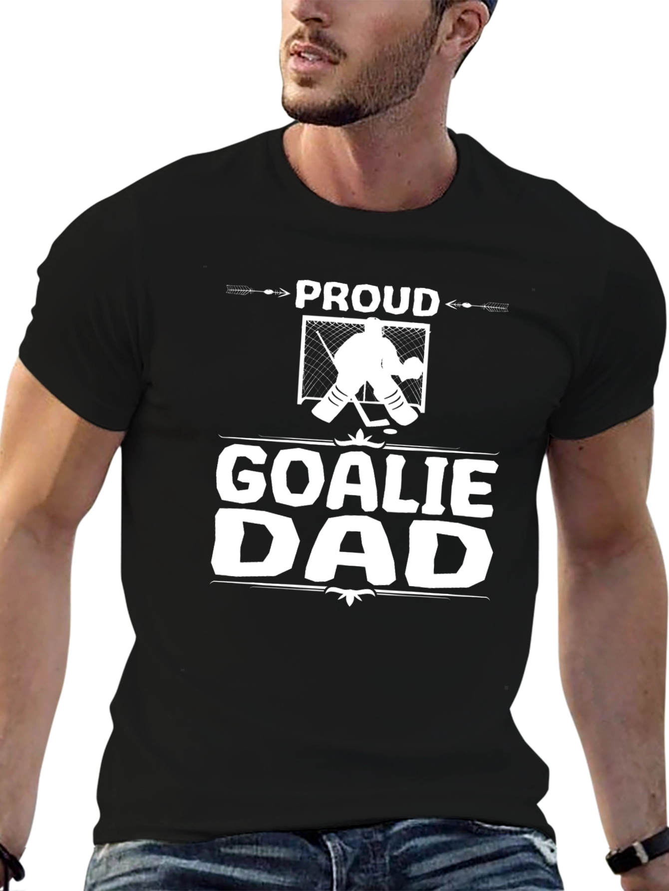 Proud Goalie Dad Graphic Tee - Hockey Lovers Gift