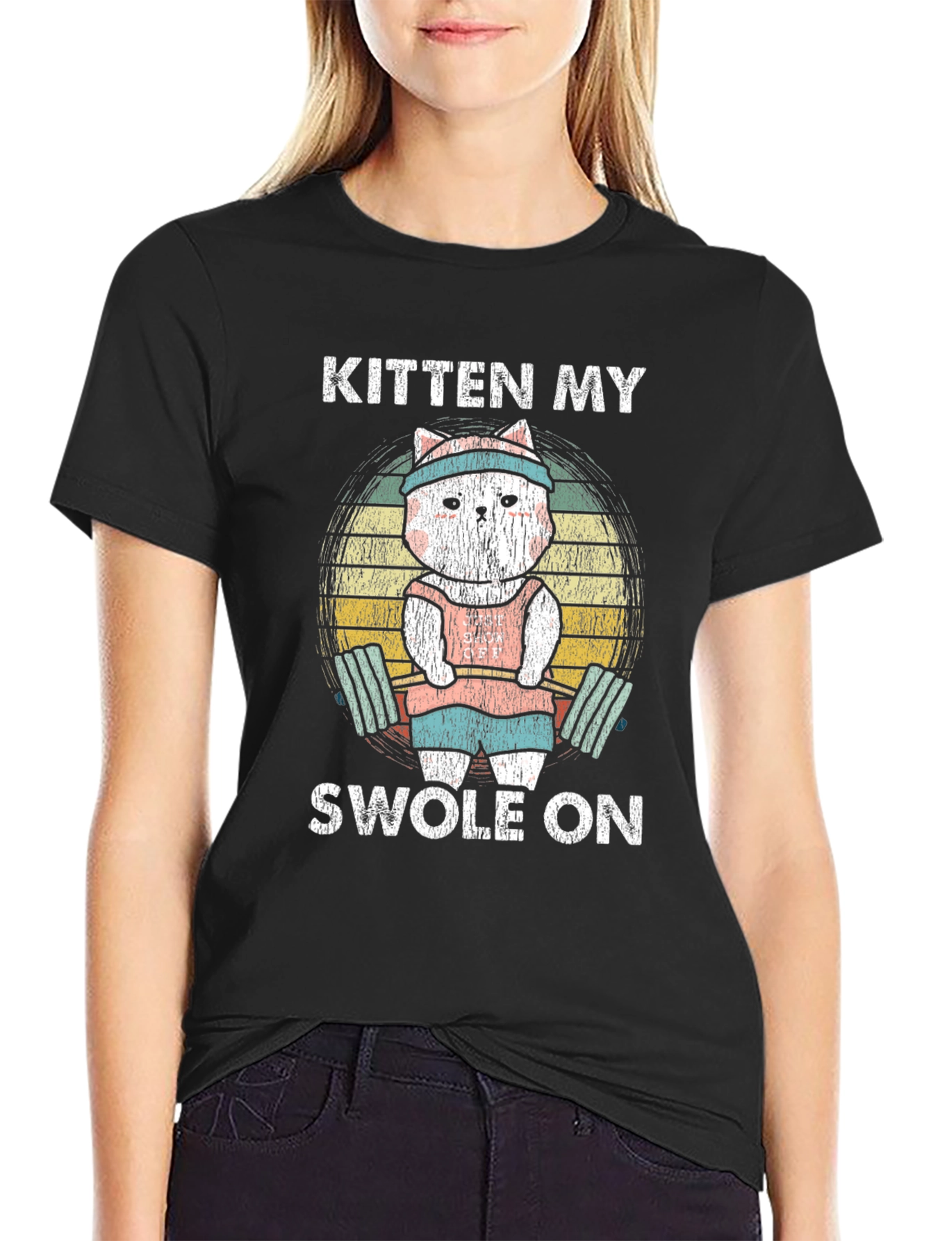 Kitten My Swole On T-Shirt Gym Cat Tee