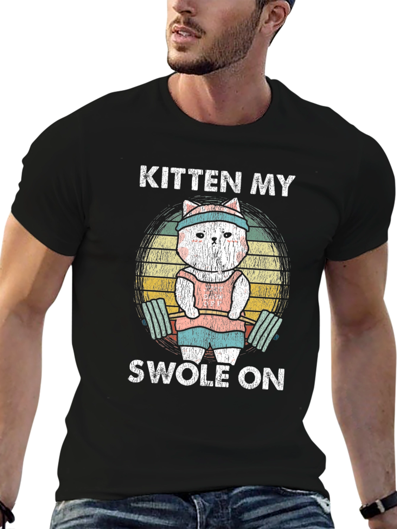 Kitten My Swole On T-Shirt Gym Cat Tee