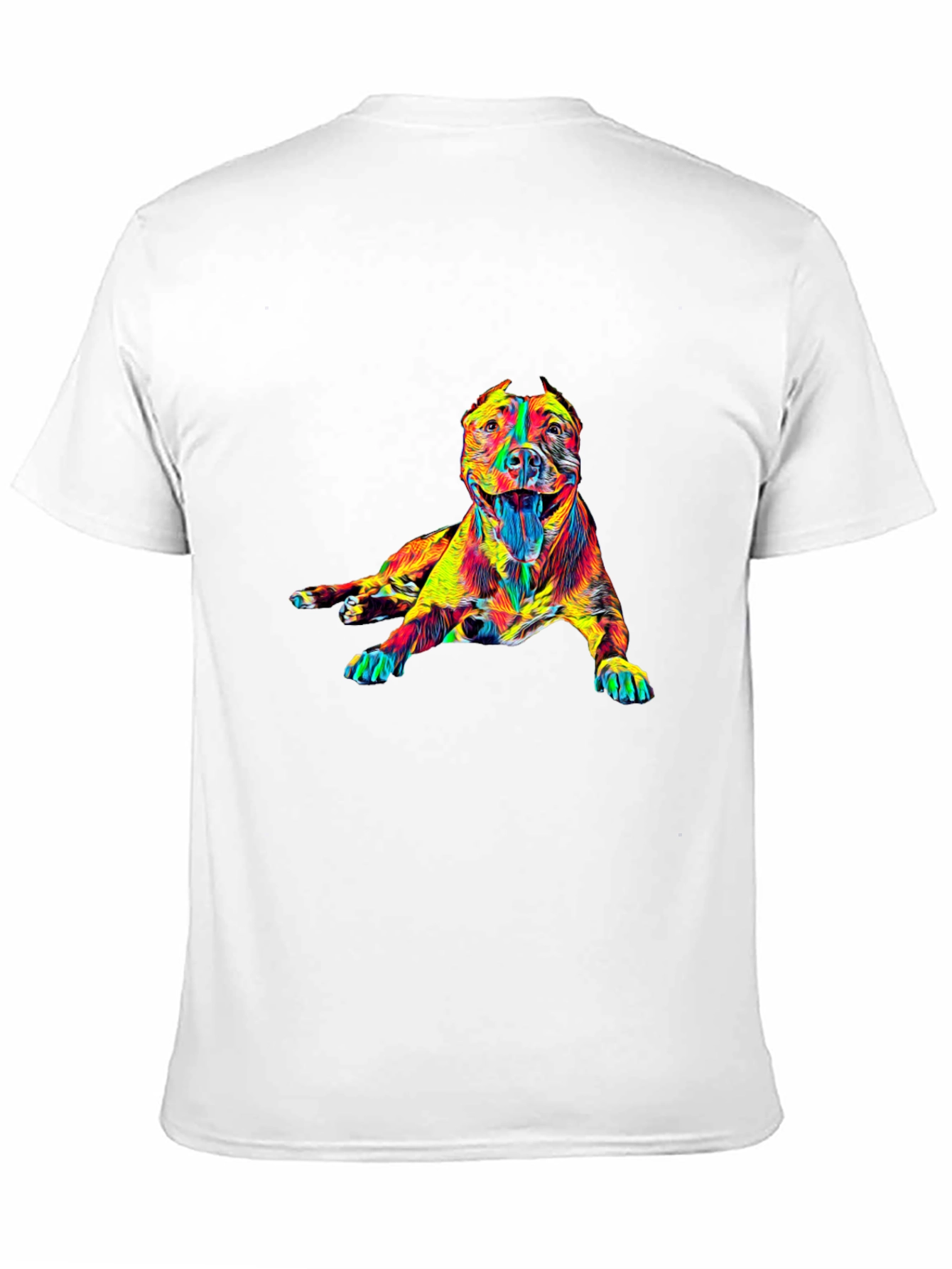 Vibrant Dog Graphic Tee - Stylish Crew Neck T-Shirt