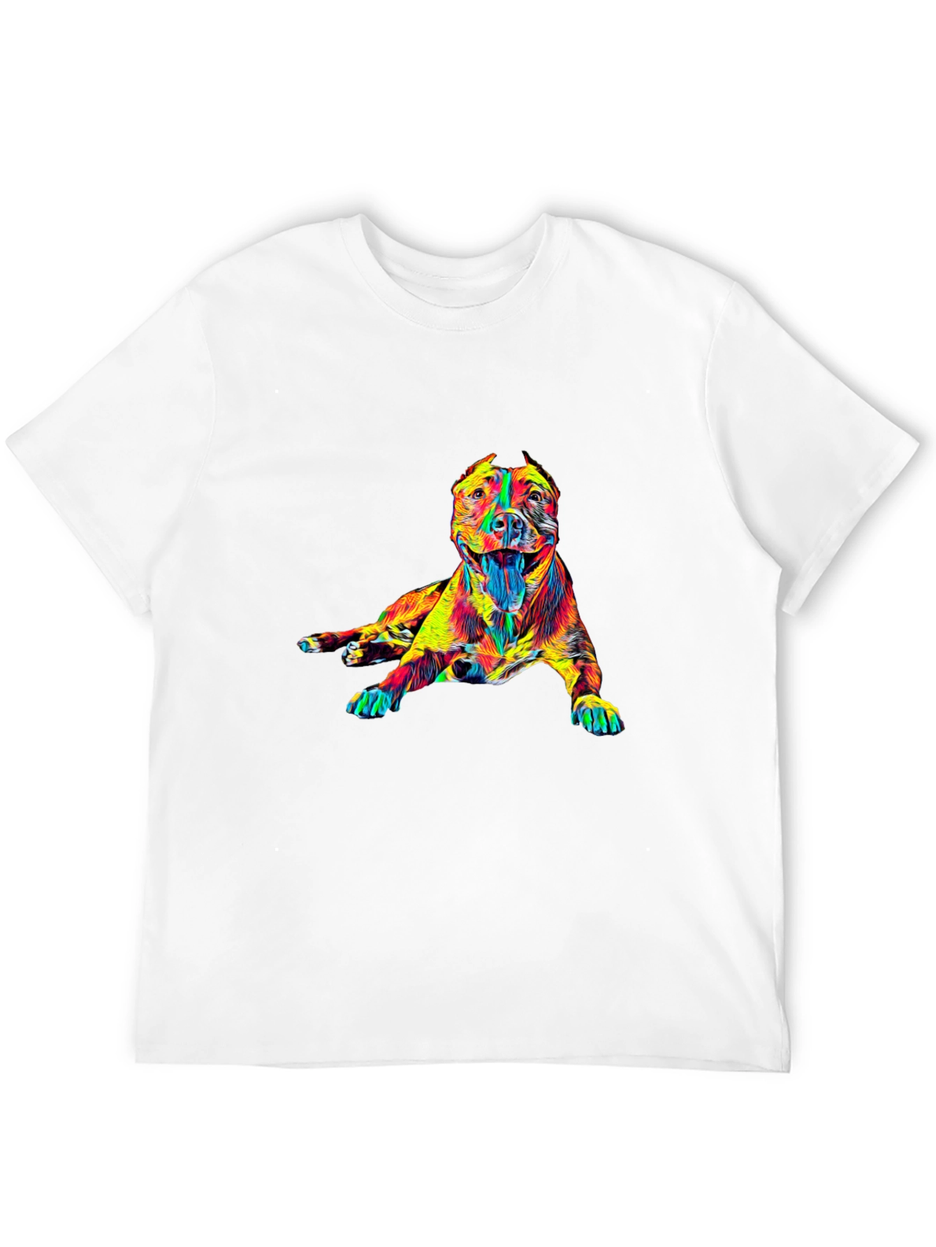 Vibrant Dog Graphic Tee - Stylish Crew Neck T-Shirt