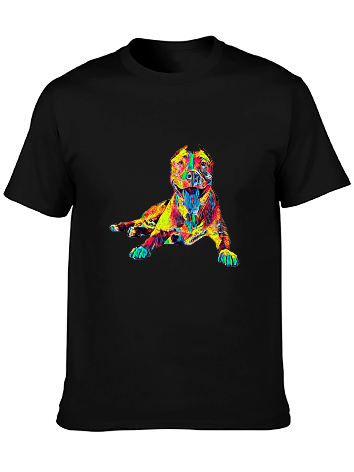 Vibrant Dog Graphic Tee - Stylish Crew Neck T-Shirt