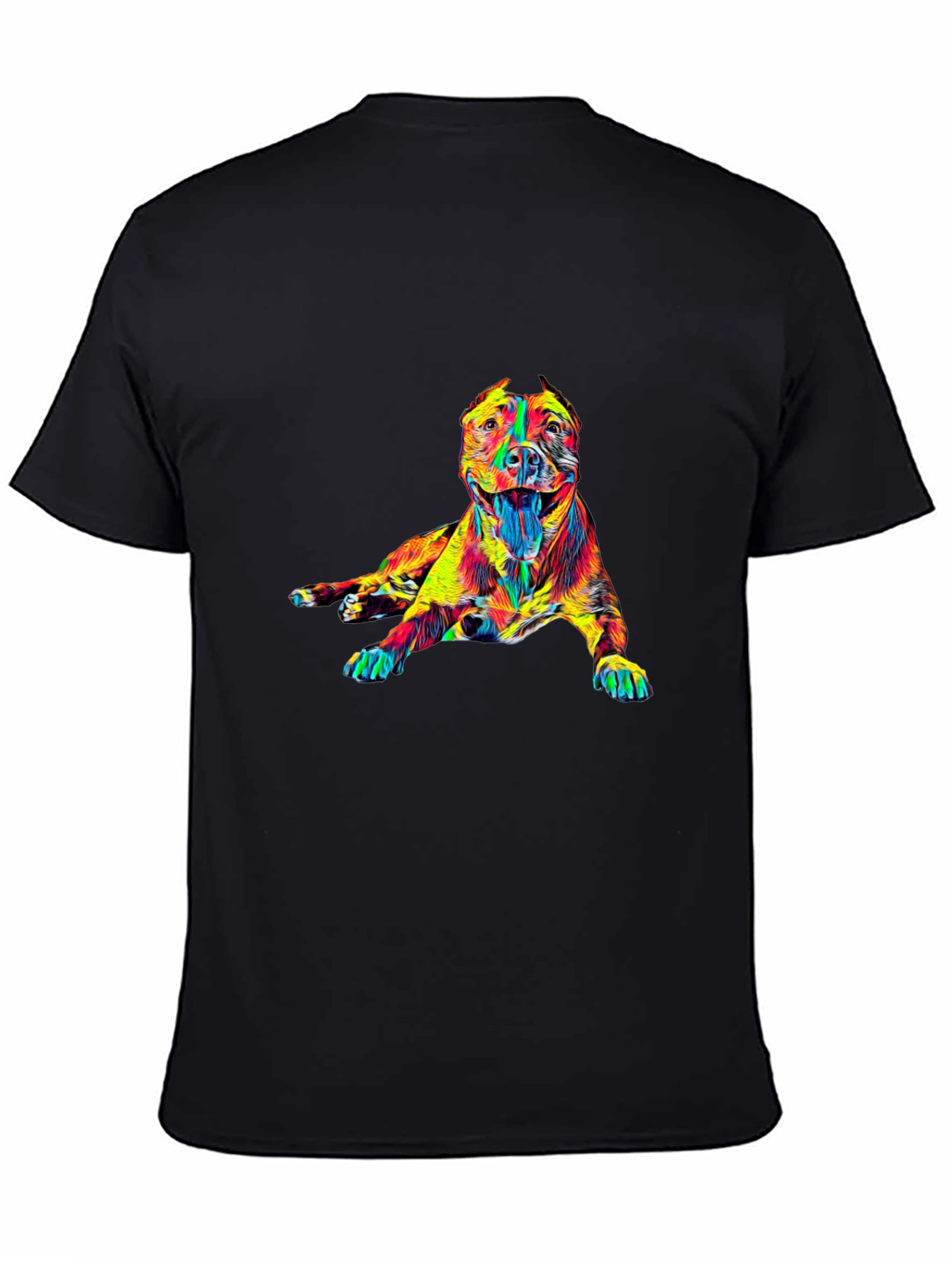 Vibrant Dog Graphic Tee - Stylish Crew Neck T-Shirt