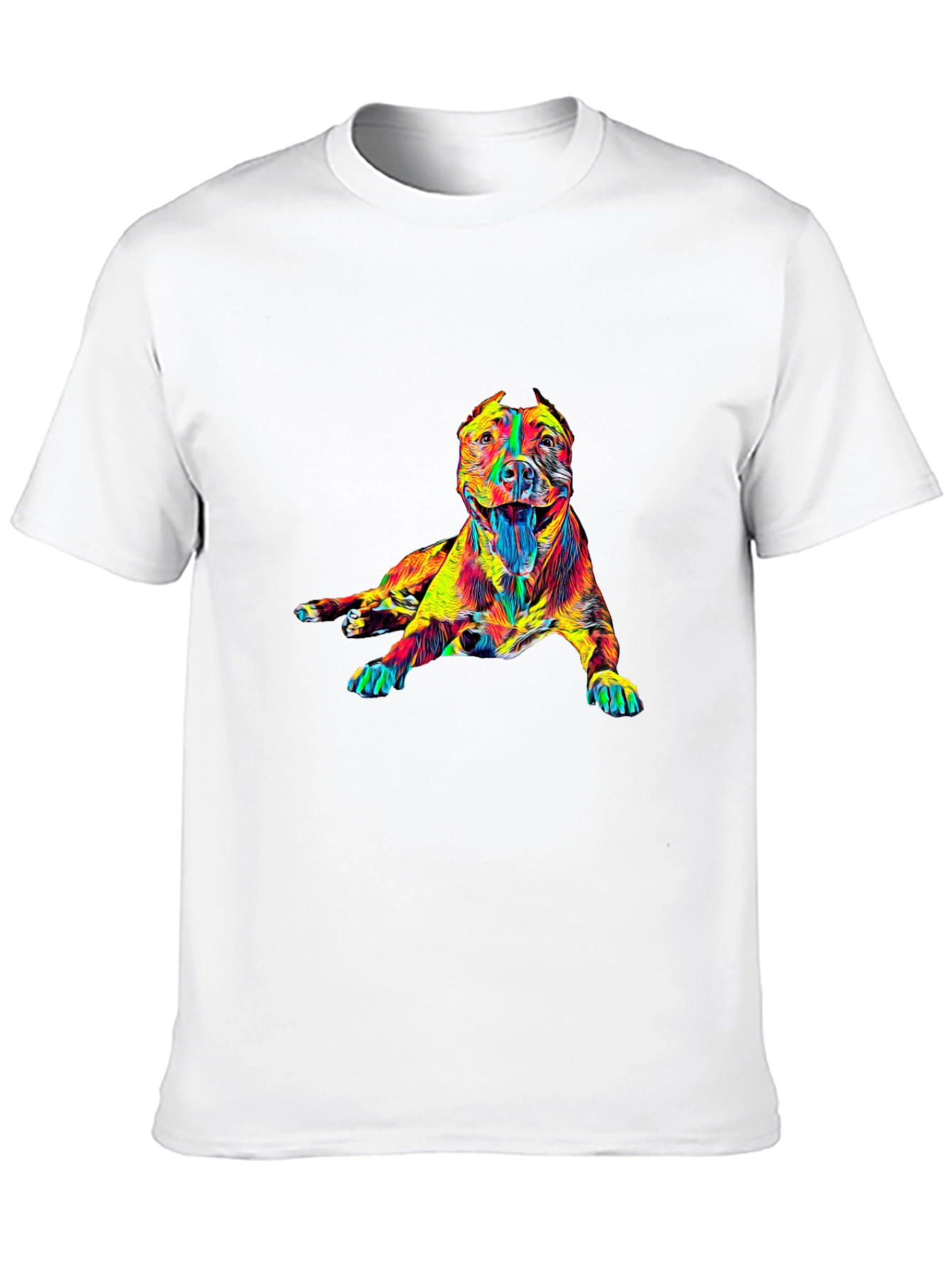Vibrant Dog Graphic Tee - Stylish Crew Neck T-Shirt
